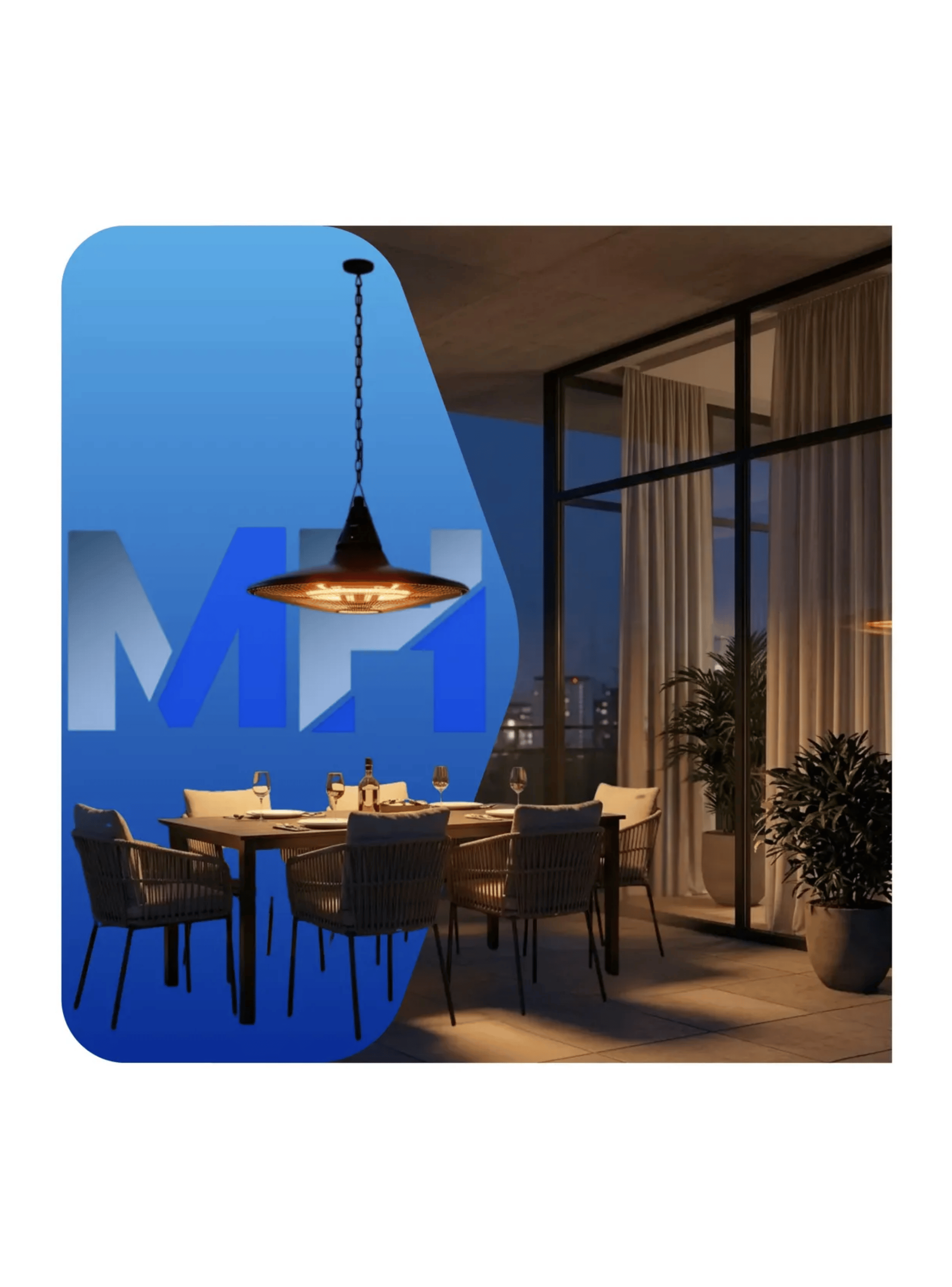 Estufa Terraza Colgante Nex 1300w Exterior Ip65 Control Remo-5
