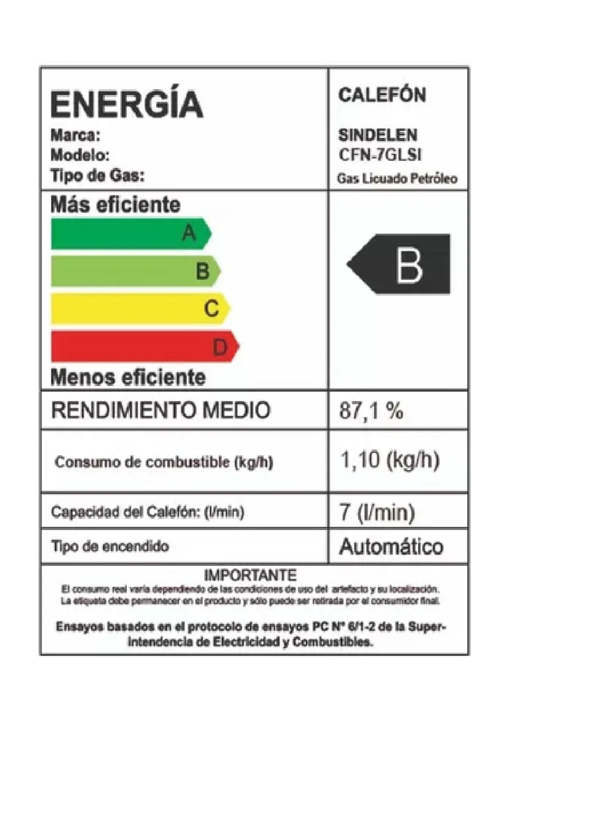 Calefont Sindelen Gas Licuado 7 Litros Cfn-7gls Automatico-2