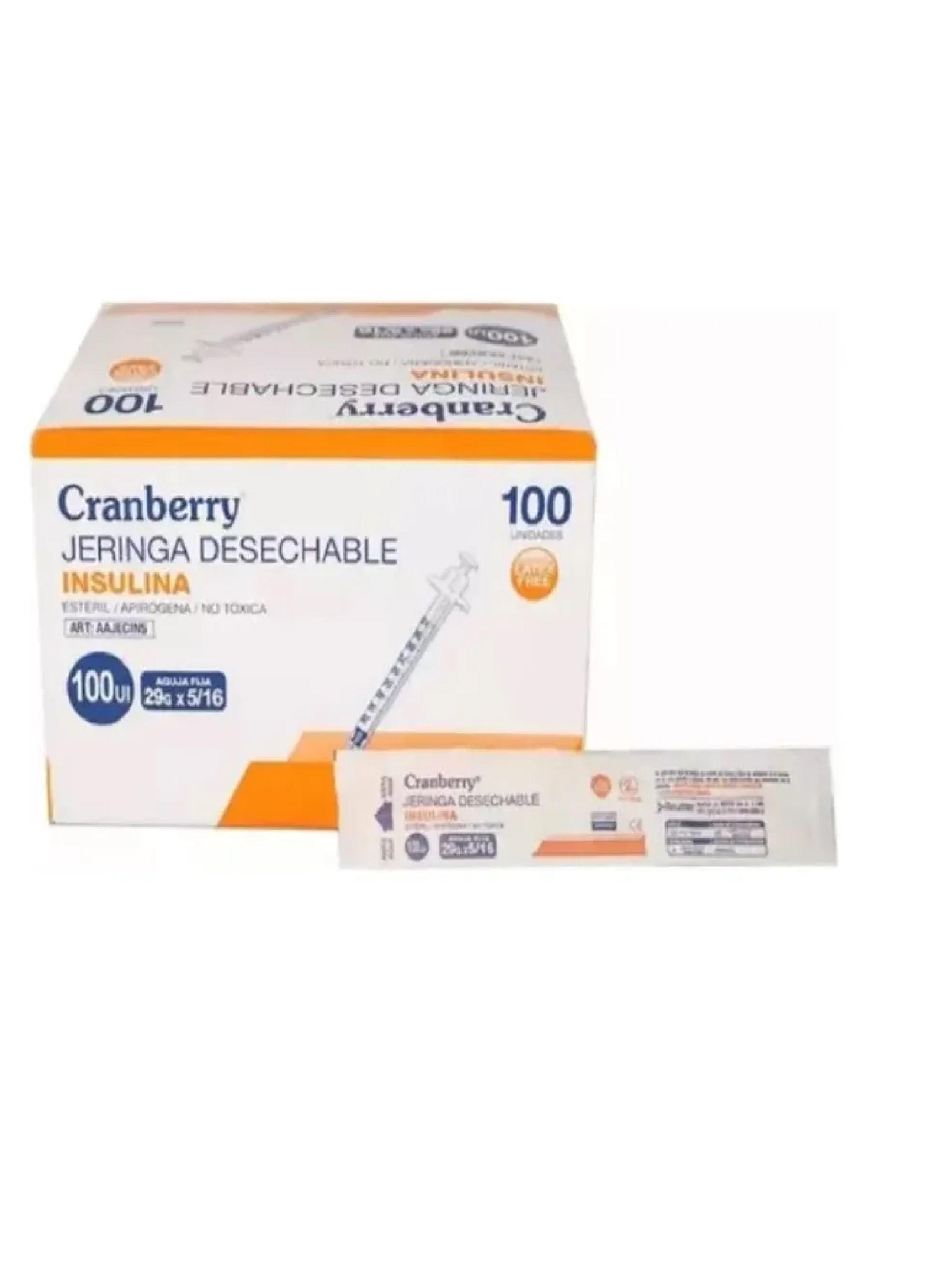 Jeringa Insulina Desechable Cranberry 29g X 5/16 Caja X100-0