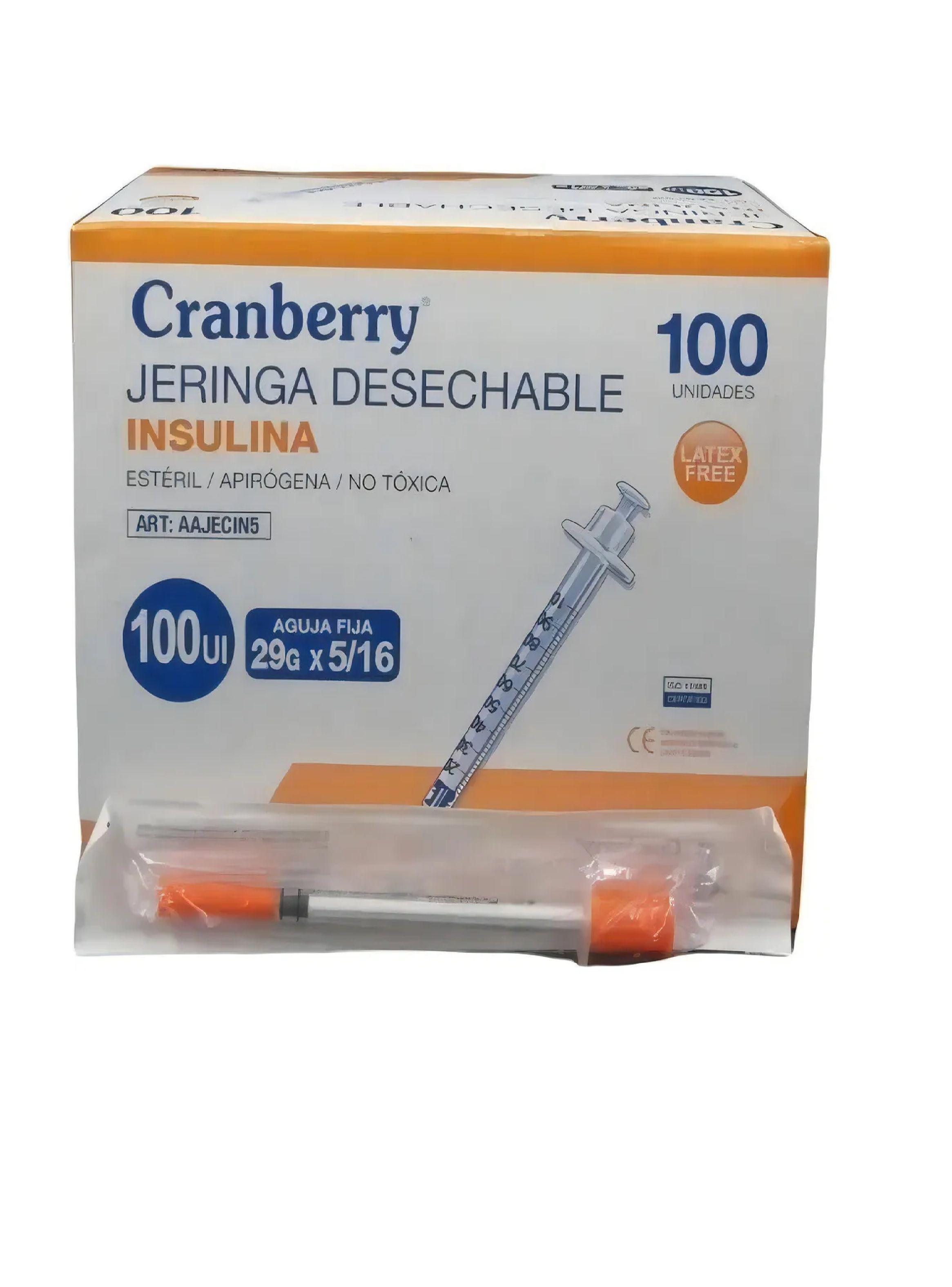 Jeringa Insulina Desechable Cranberry 29g X 5/16 Caja X100-1