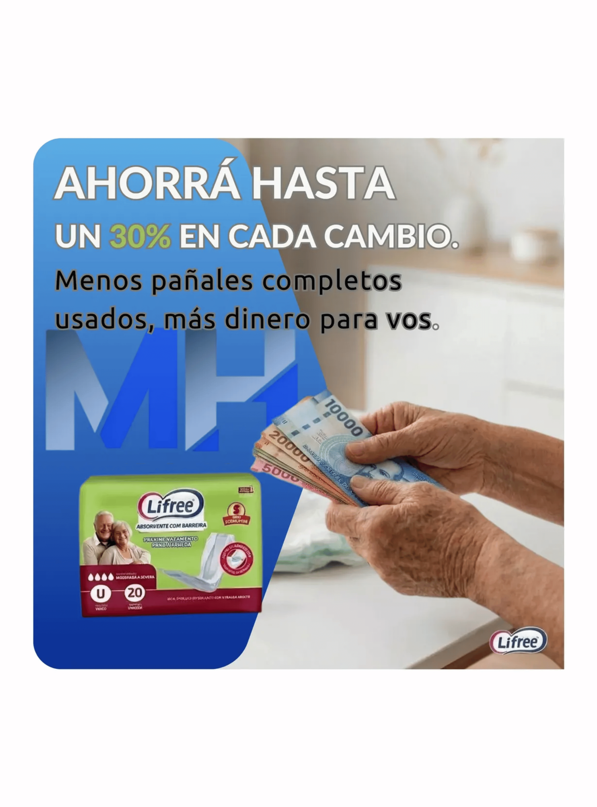 Aposito Absorbente Geriatrico Lifree Incontinencia 20 Unidades-5
