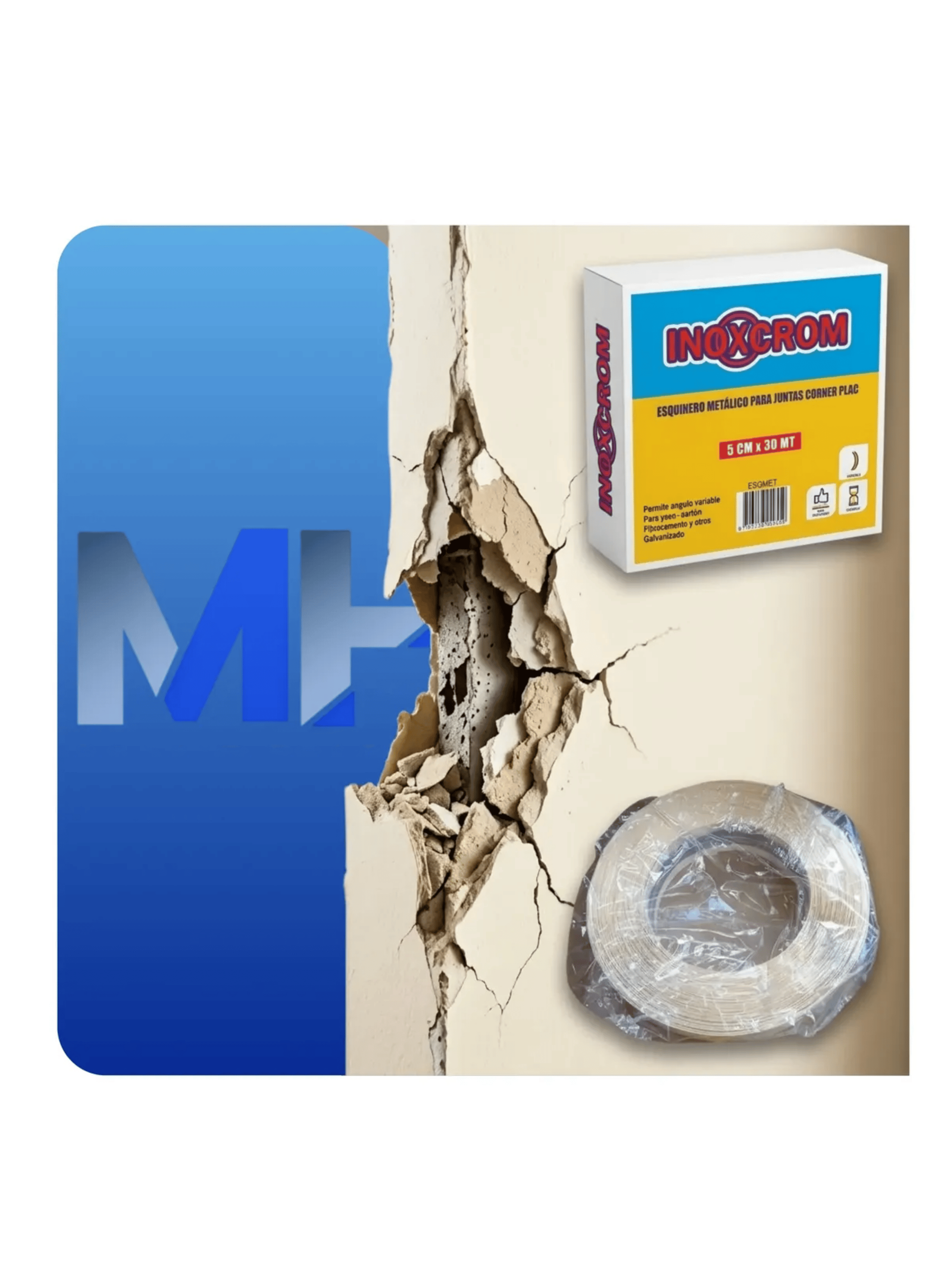 Esquinero Metalico Juntas Corner Plac 5cm X 30mt Inoxcrom-5
