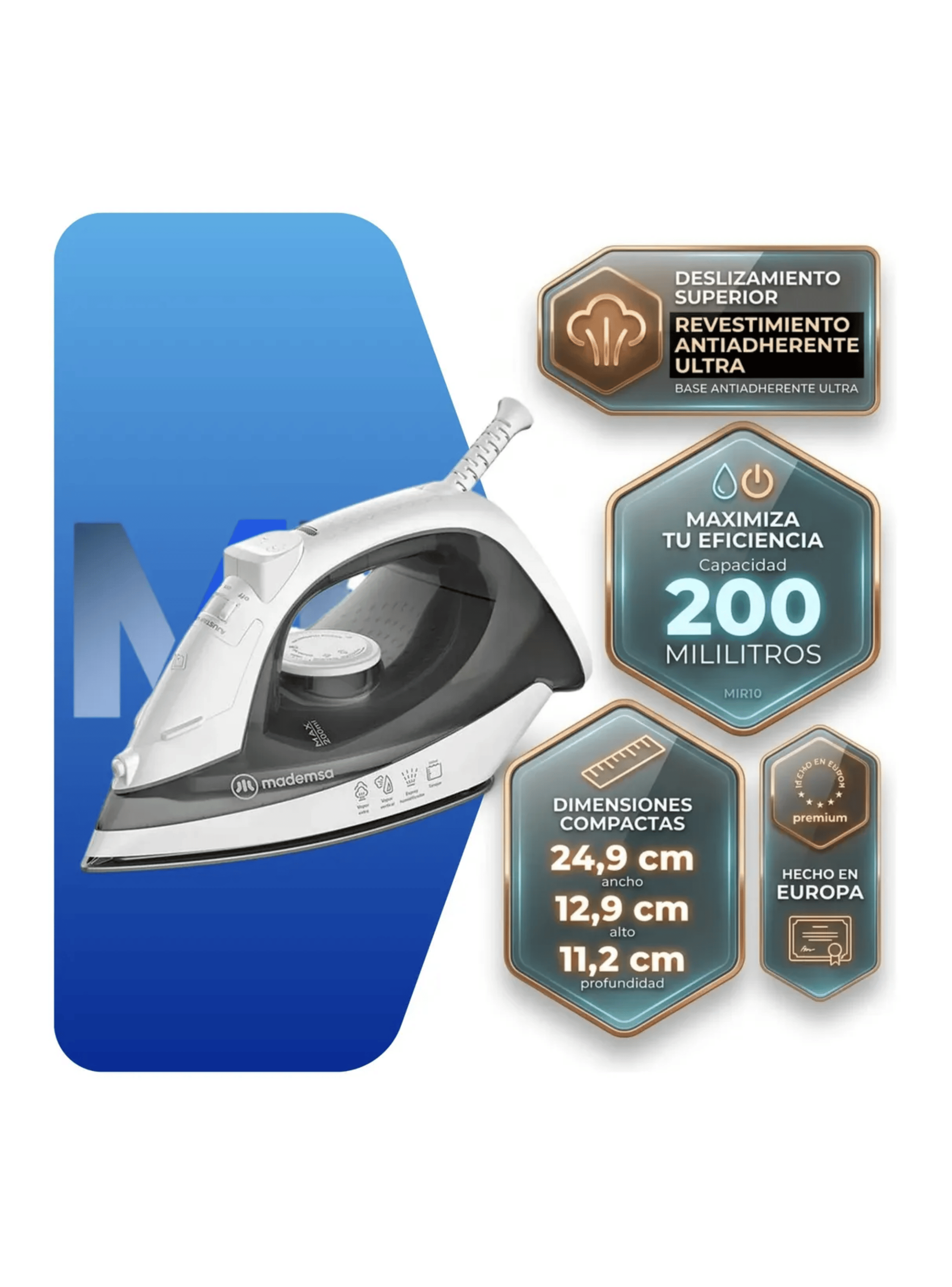 Plancha A Vapor Mademsa Mir10 Base Antiadherente 200ml-2