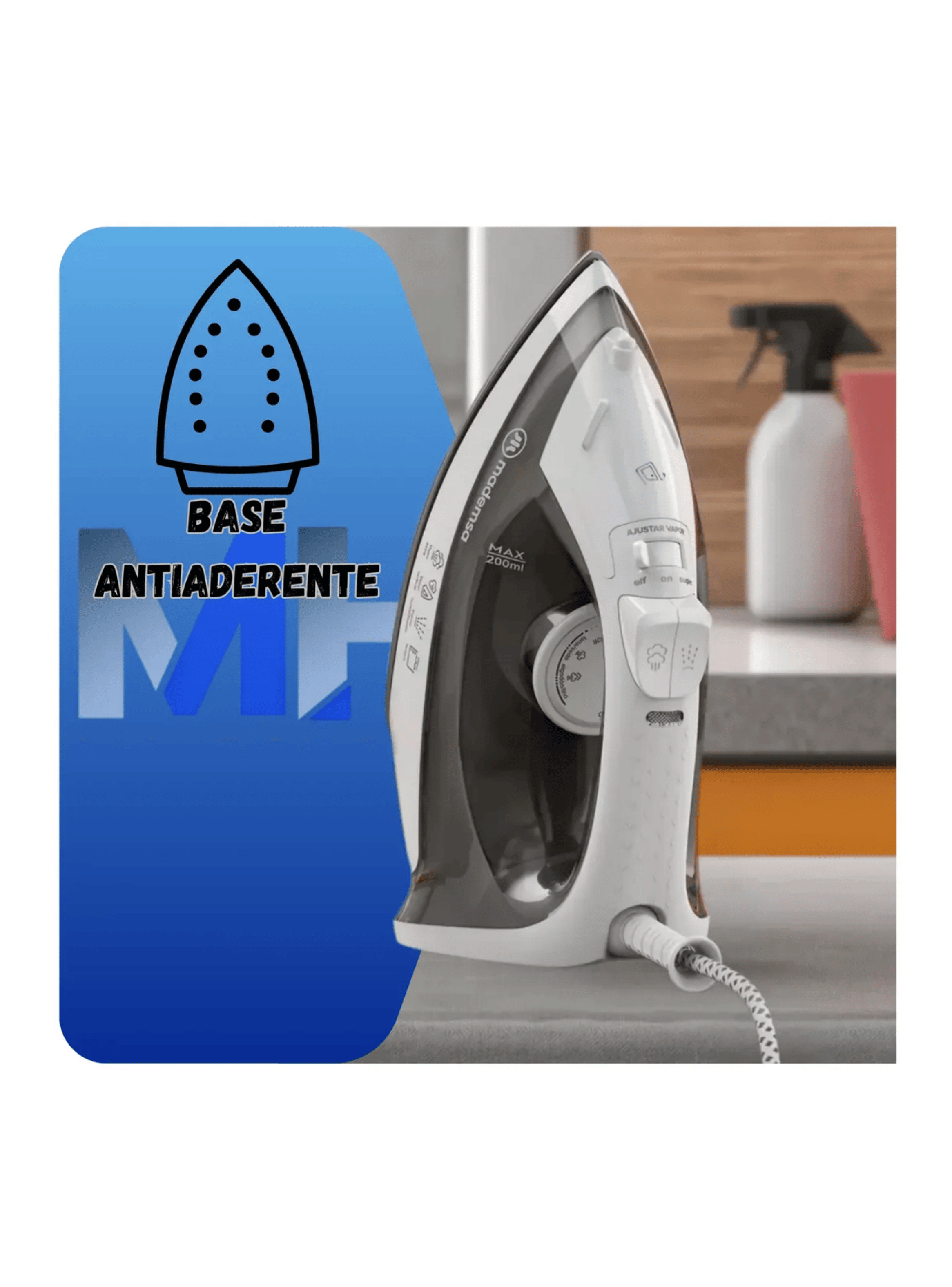 Plancha A Vapor Mademsa Mir10 Base Antiadherente 200ml-3
