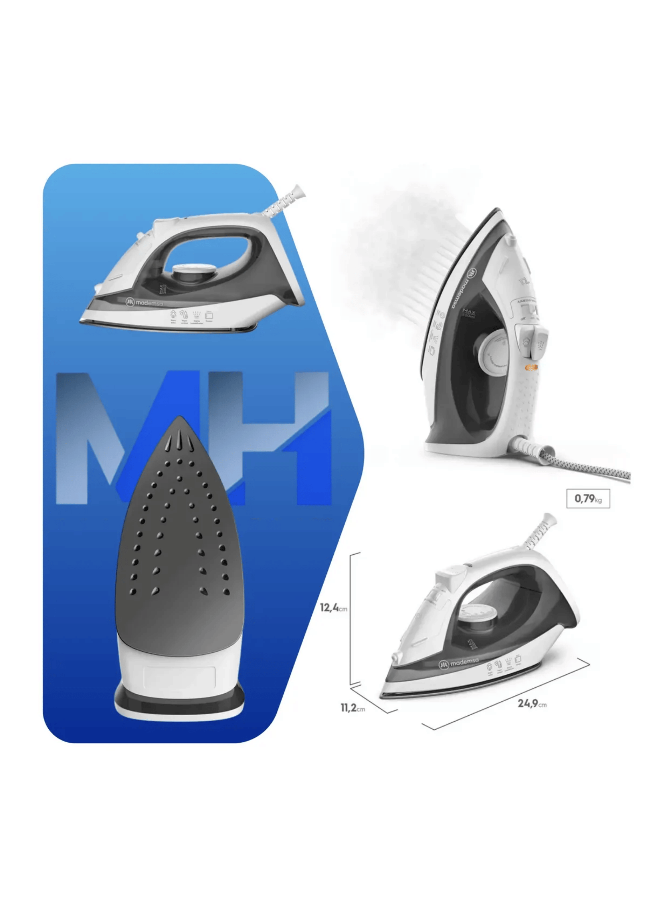 Plancha A Vapor Mademsa Mir10 Base Antiadherente 200ml-5