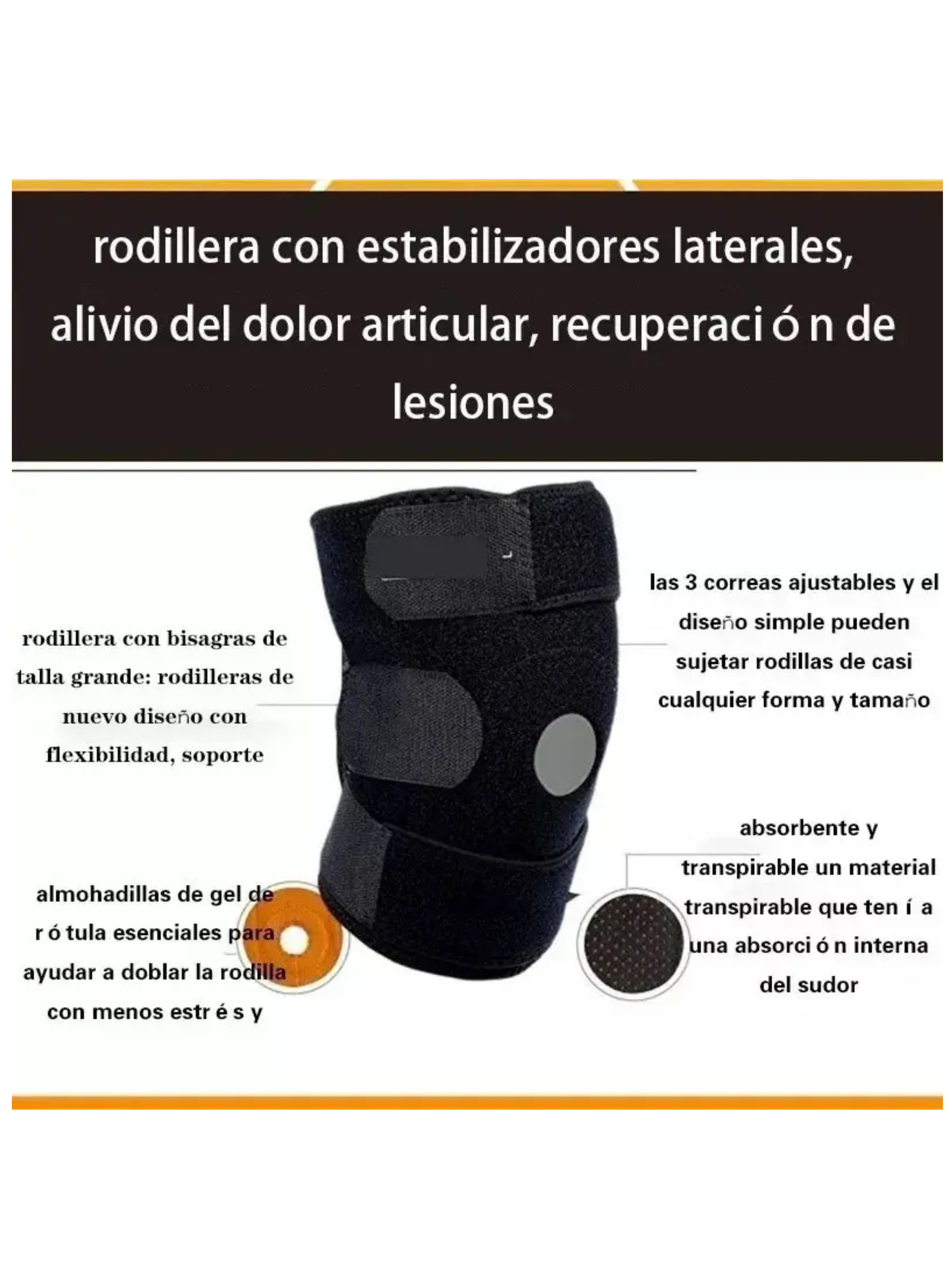 Rodillera Estabilizadora Ajustable Deportiva Soporte Lateral-3