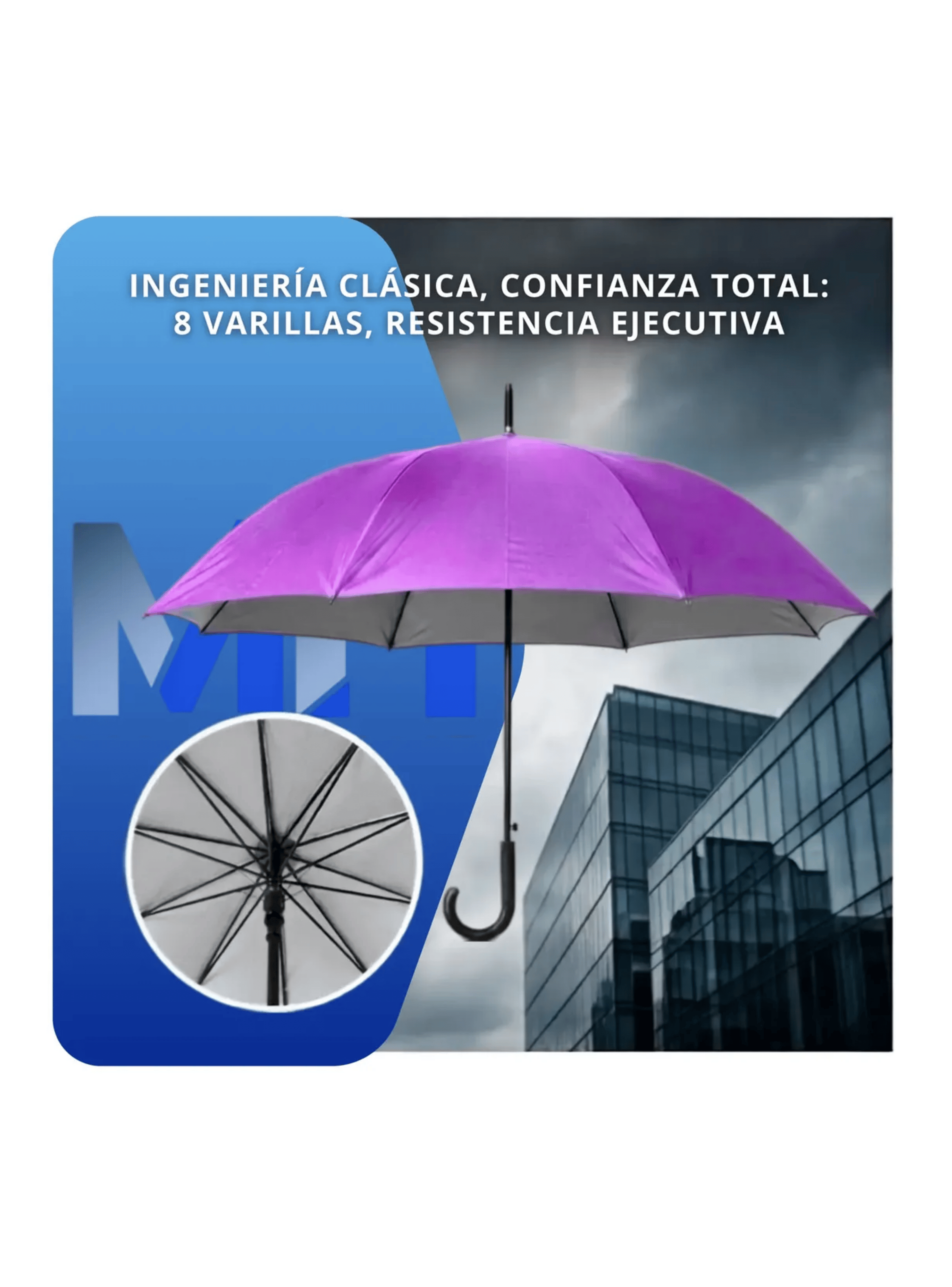 Paraguas Ejecutivo Automatico 100cm Proteccion Uv Reforzado Morado-3