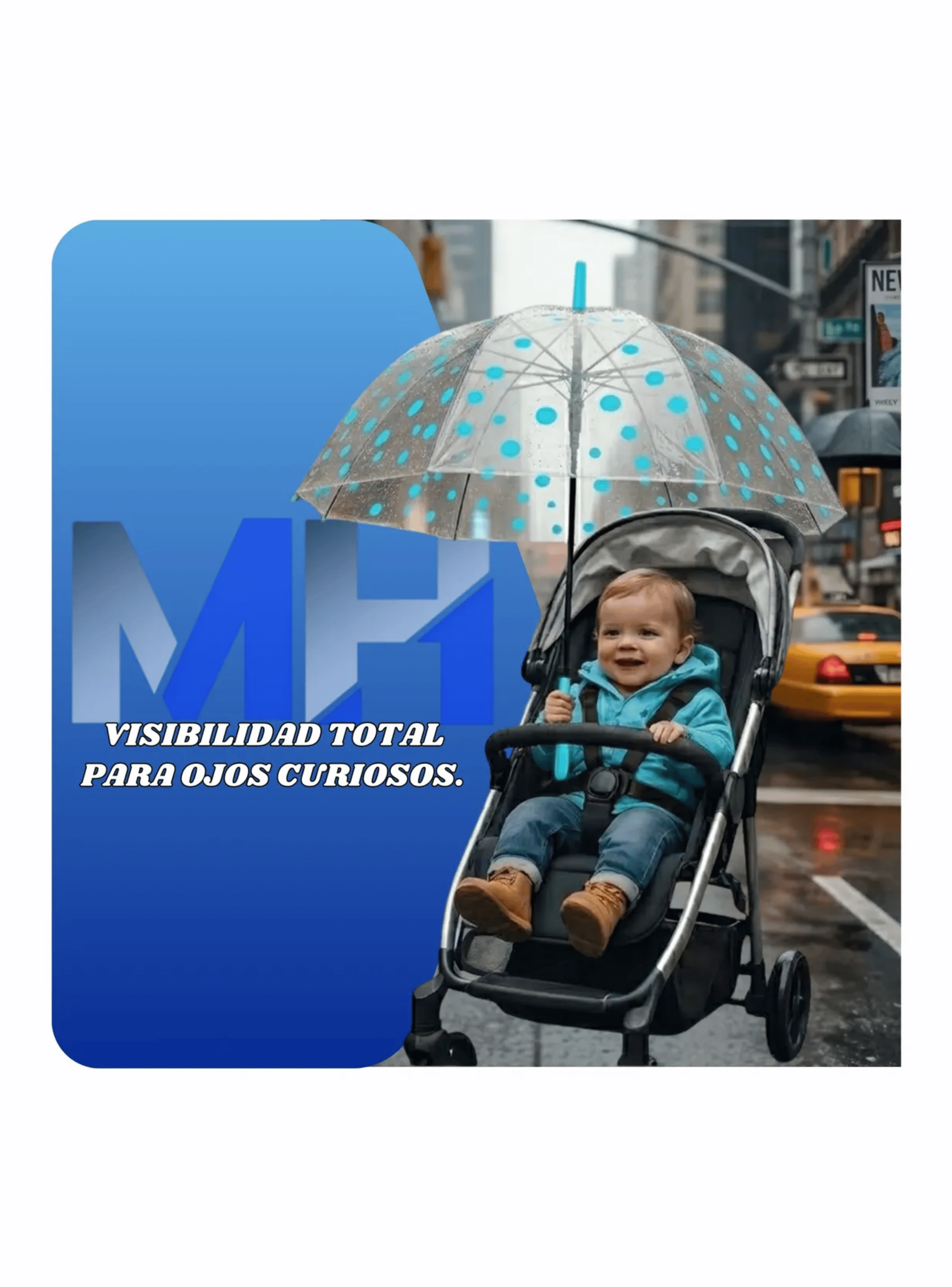 Paraguas Ni os Transparente Infantil Automatico De 90 Cm Celeste-3