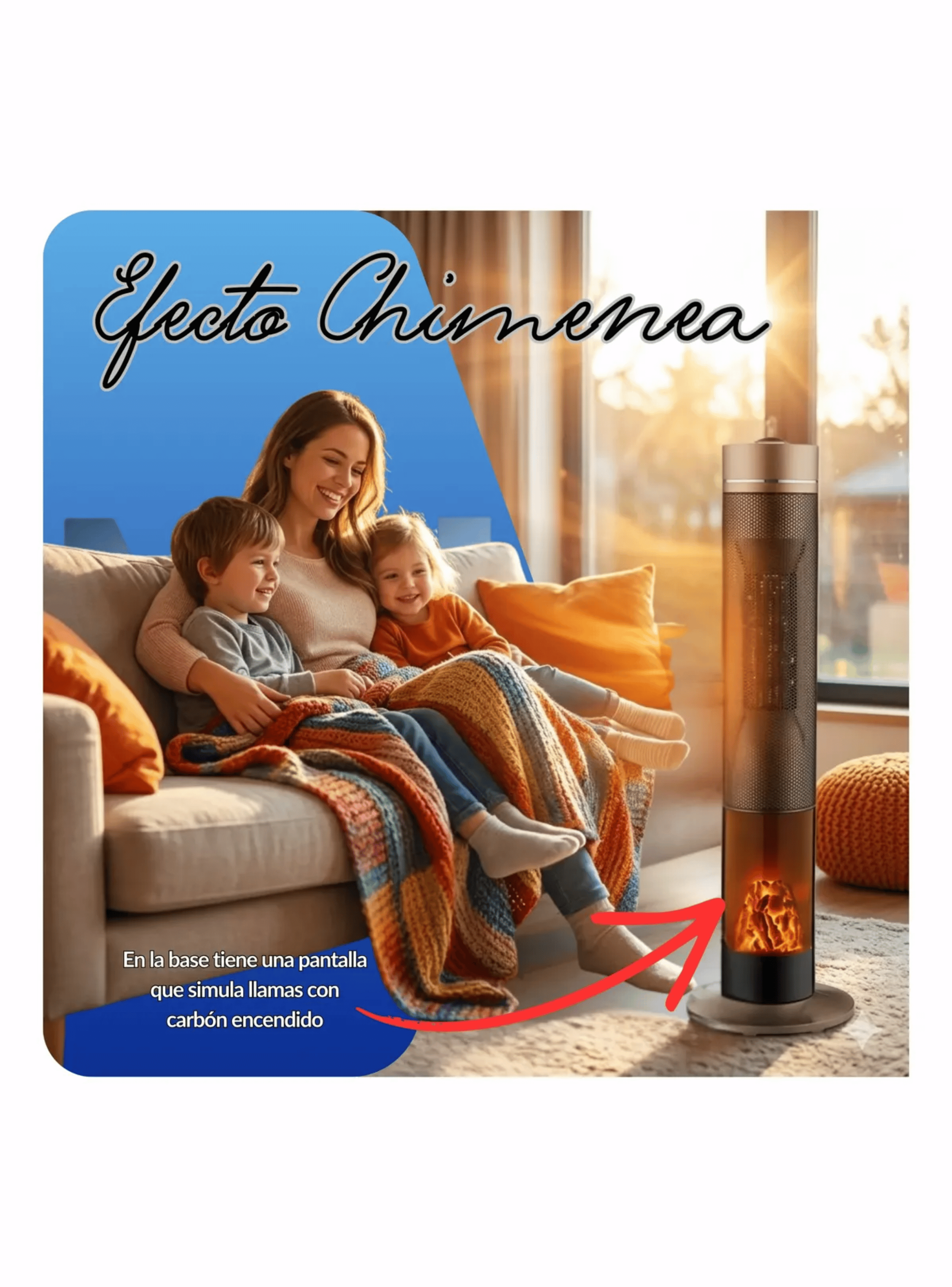 Estufa Torre Nex 2000w Efecto Chimenea Exterior E Interior-1