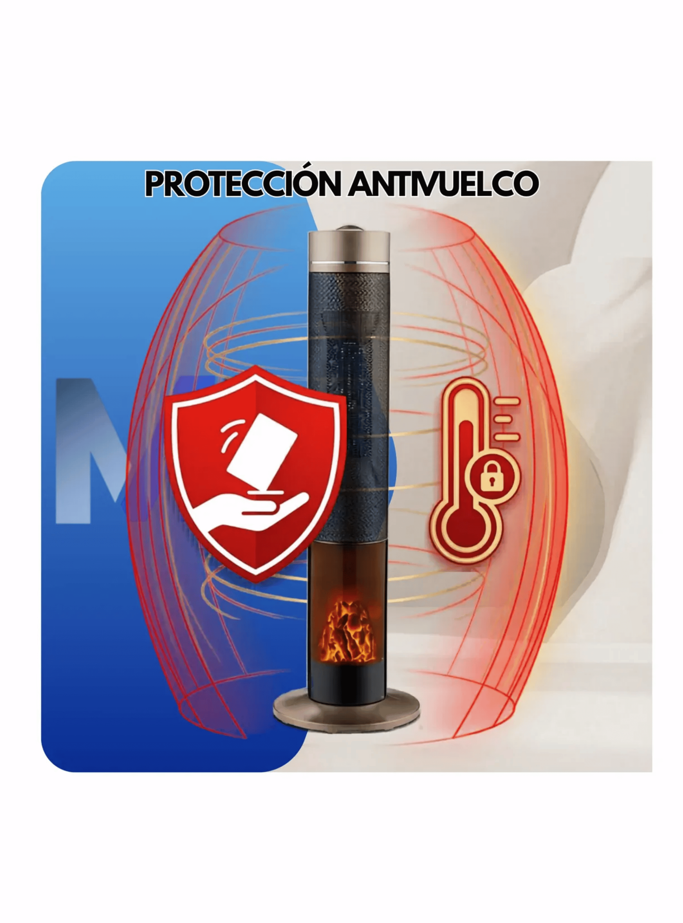 Estufa Torre Nex 2000w Efecto Chimenea Exterior E Interior-5
