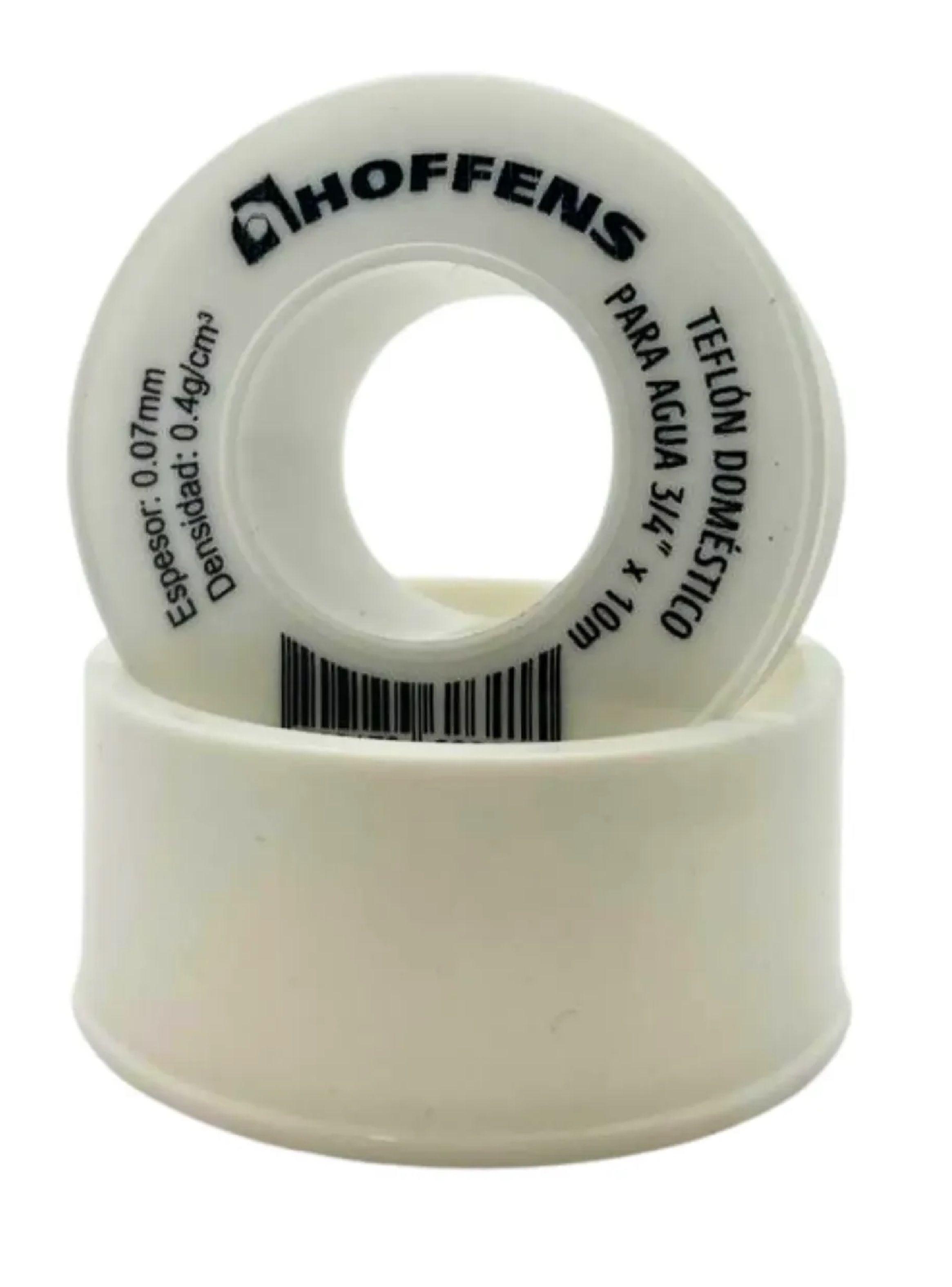 Cinta Teflon Hoffens 3/4 X 10 Metros Sello Hermetico Agua-0