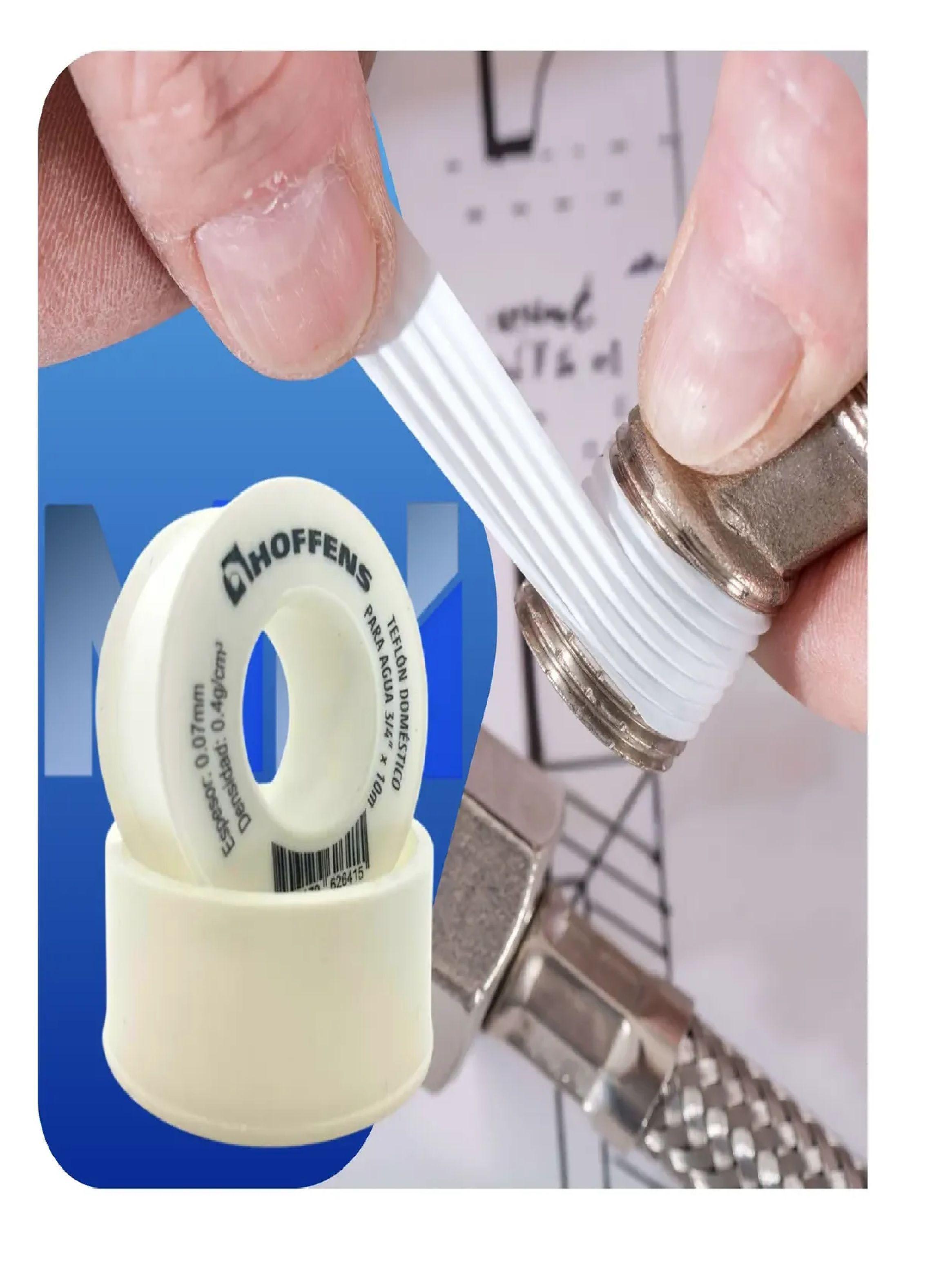 Cinta Teflon Hoffens 3/4 X 10 Metros Sello Hermetico Agua-3