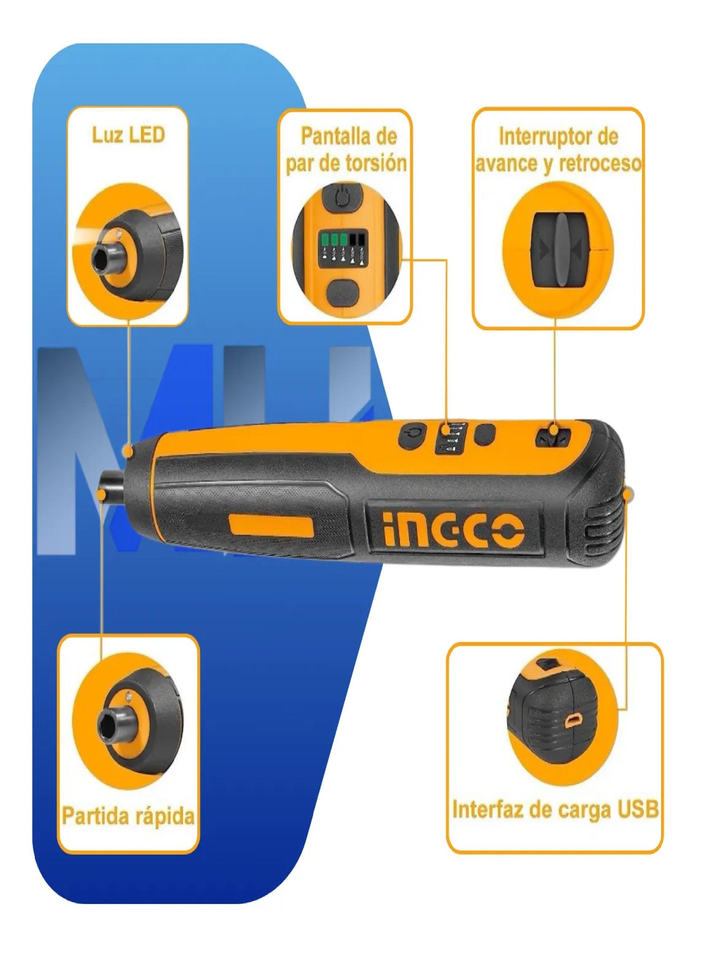 Atornillador Inalambrico 1/4 Ingco Go 43 Puntas Y Estuche-2