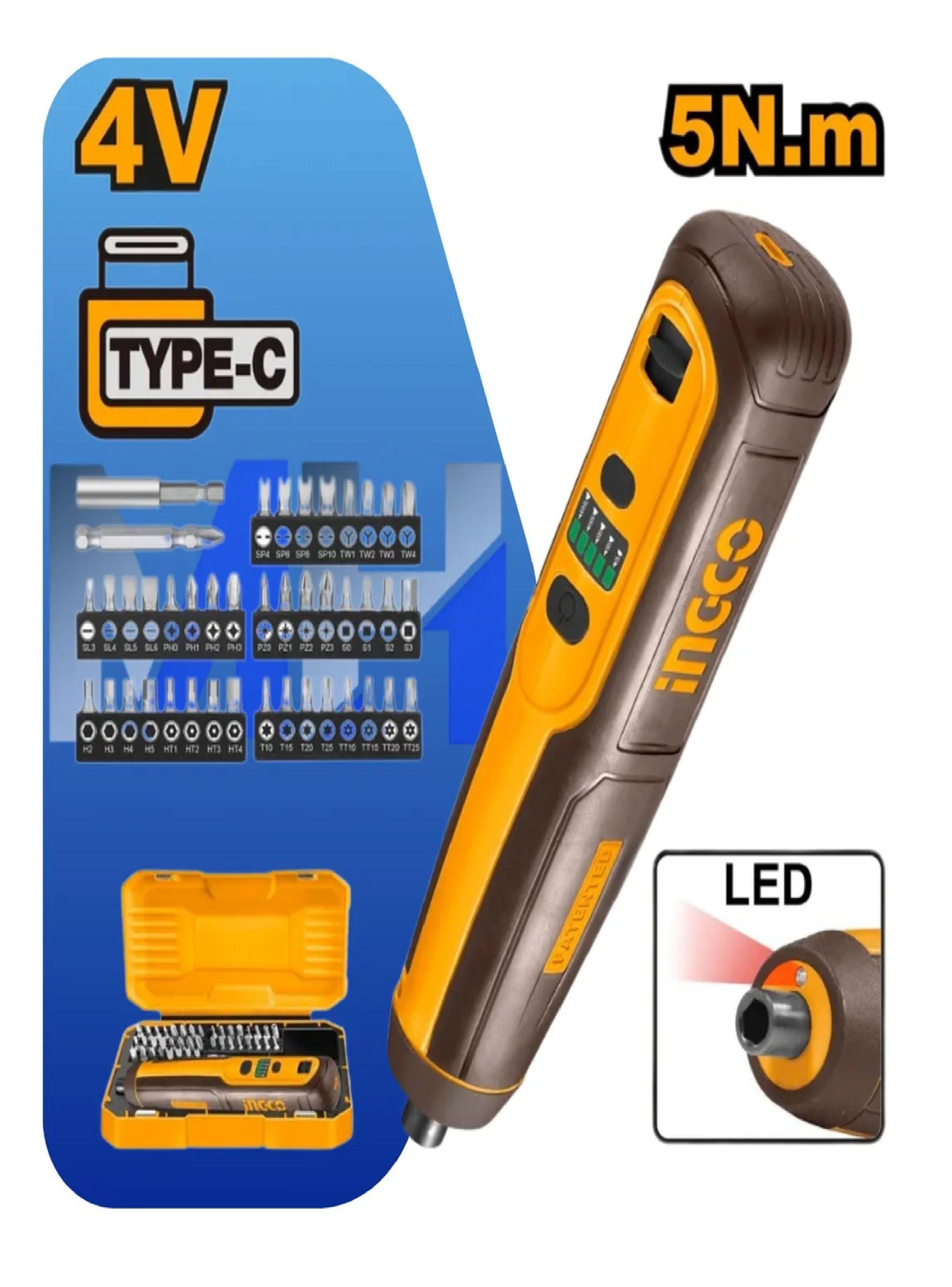 Atornillador Inalambrico 1/4 Ingco Go 43 Puntas Y Estuche-3