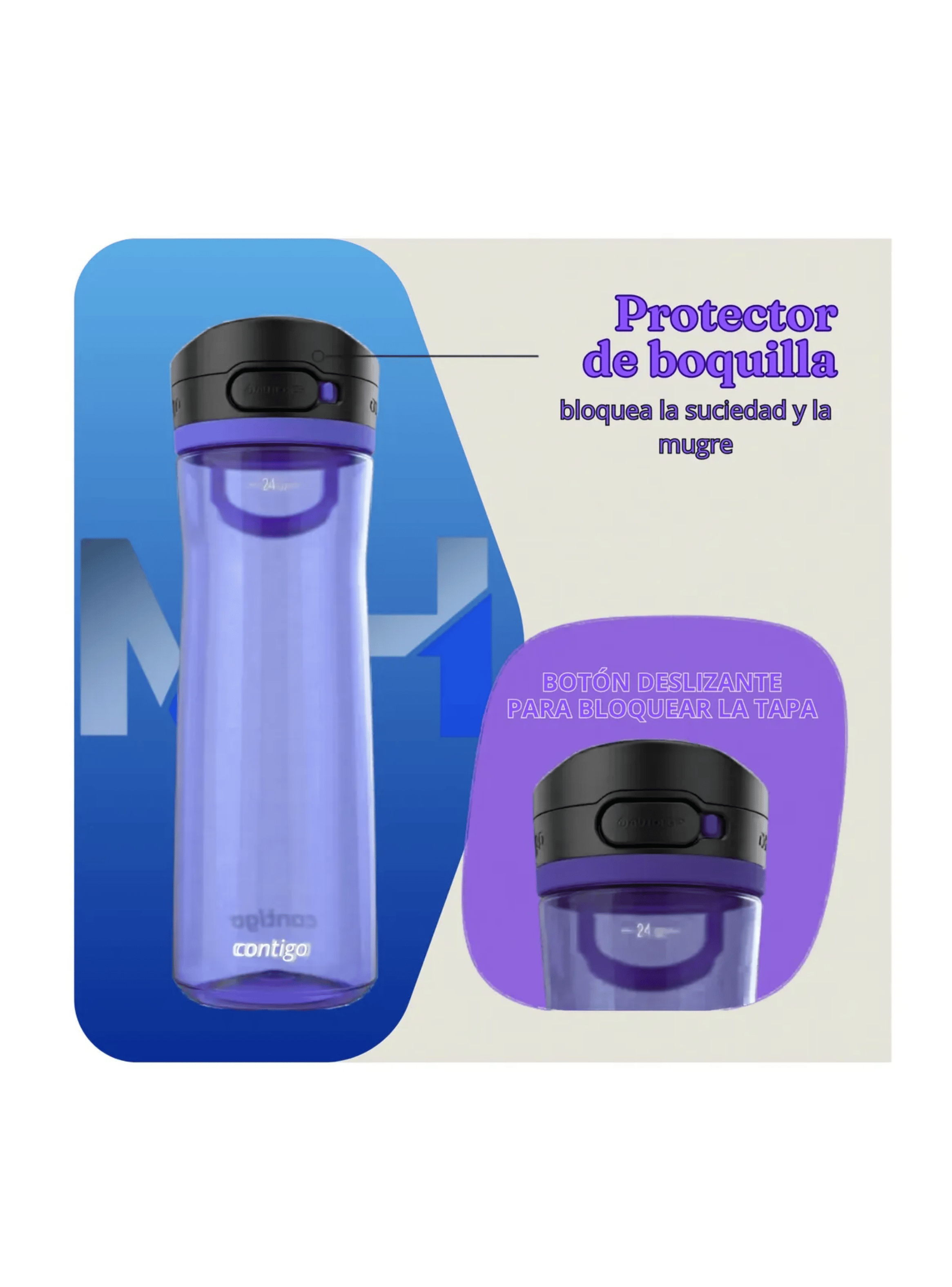 Botella De Agua 710ml Contigo 24 Oz Jackson Con Tapa Bot n Lila-2