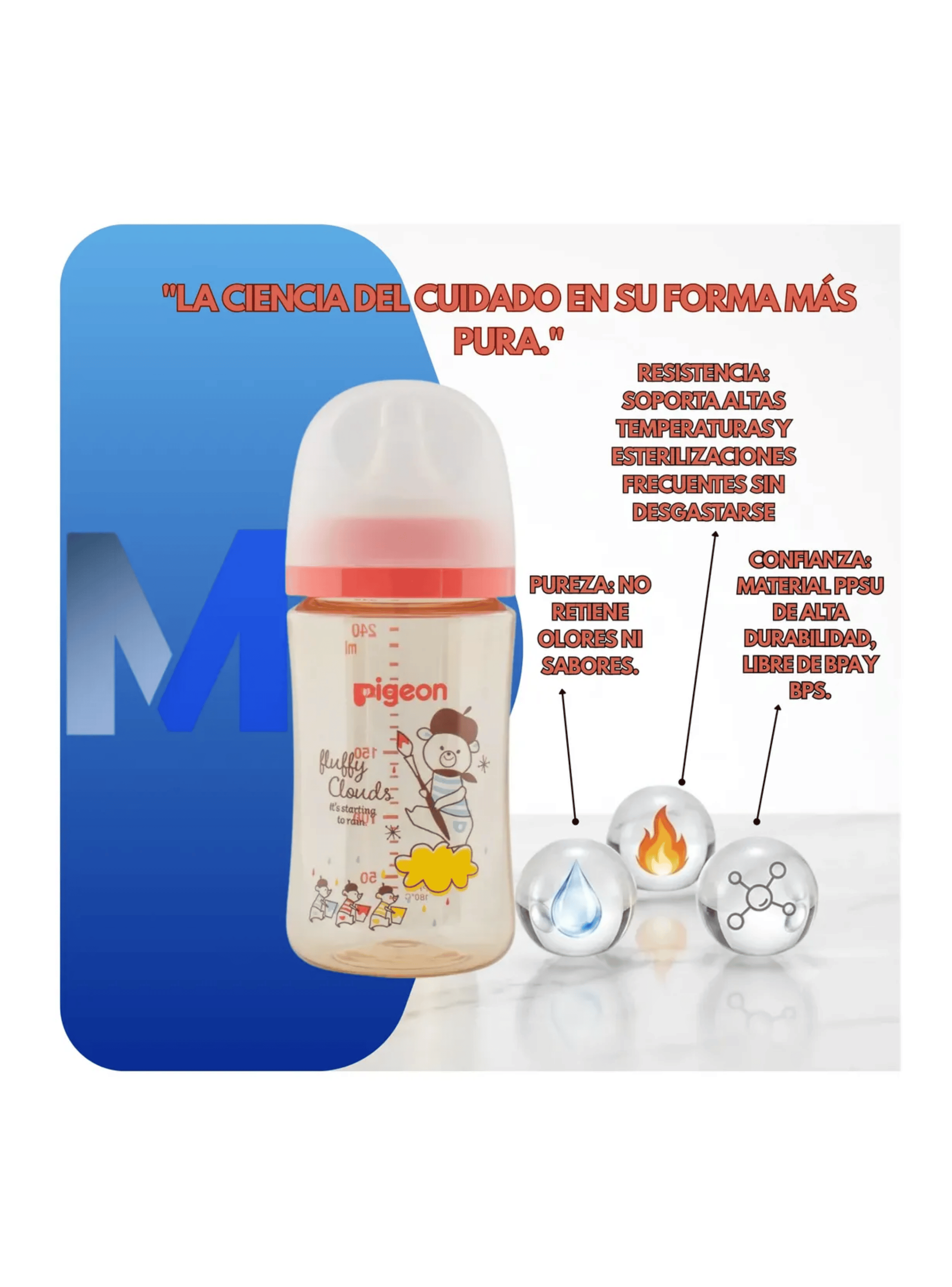 Biber n mamadera Softouch Pigeon Ppsu 240ml Dise o Anticolico Rosa-3