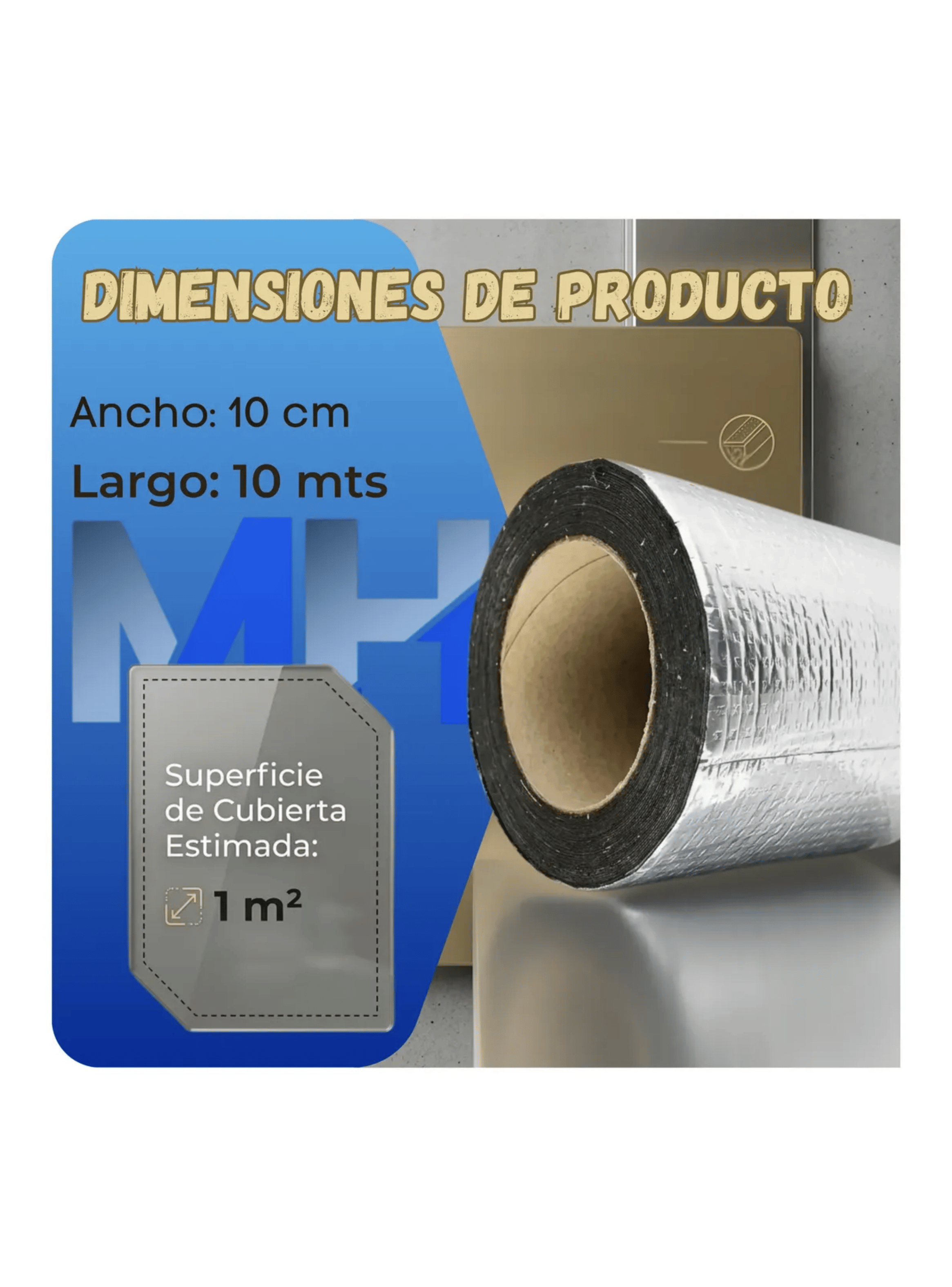 Cinta Tapagotera Asf ltica Aluminizada 10cmx10mt Impermeable-2
