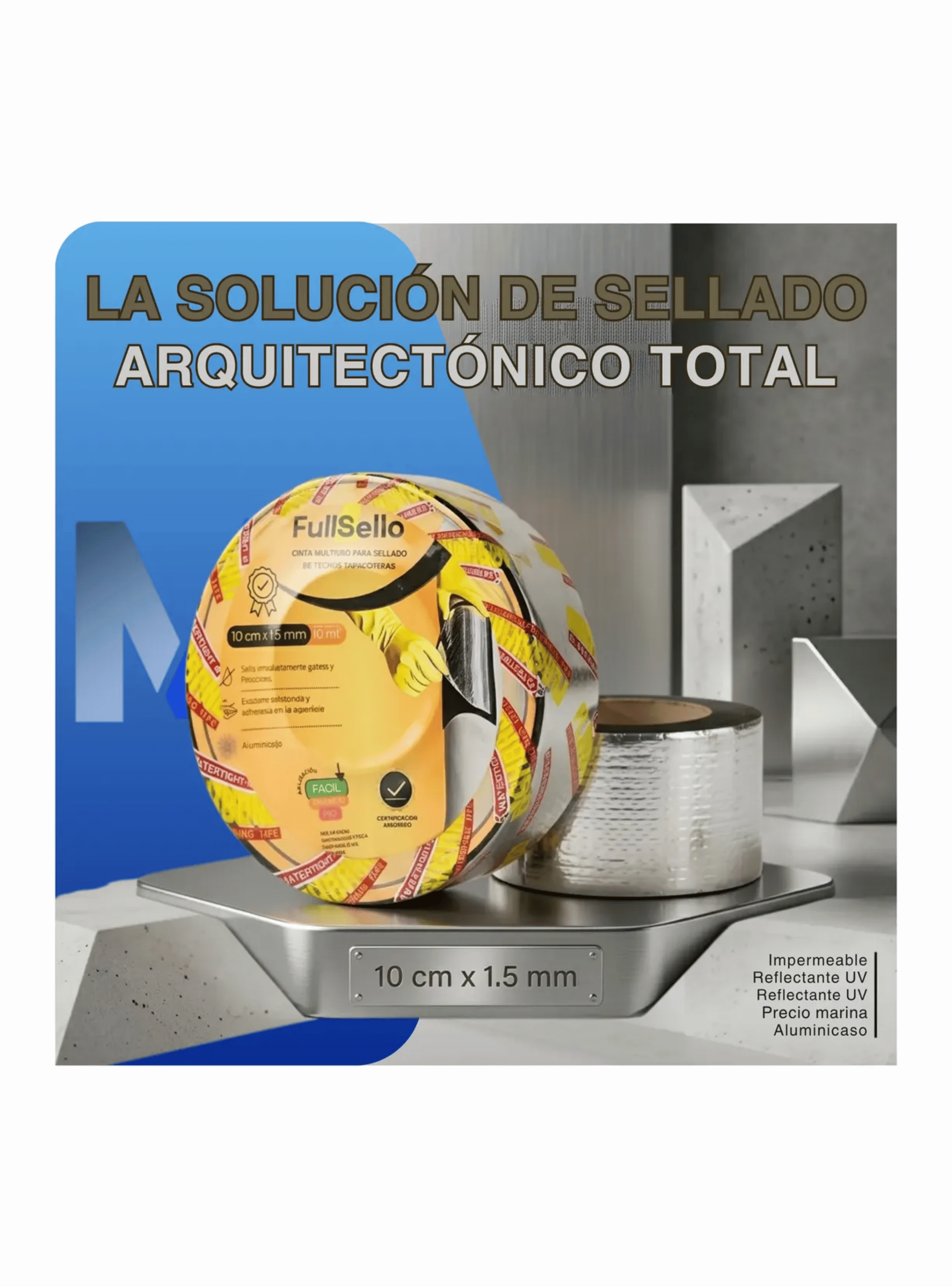 Cinta Tapagotera Asf ltica Aluminizada 10cmx10mt Impermeable-6