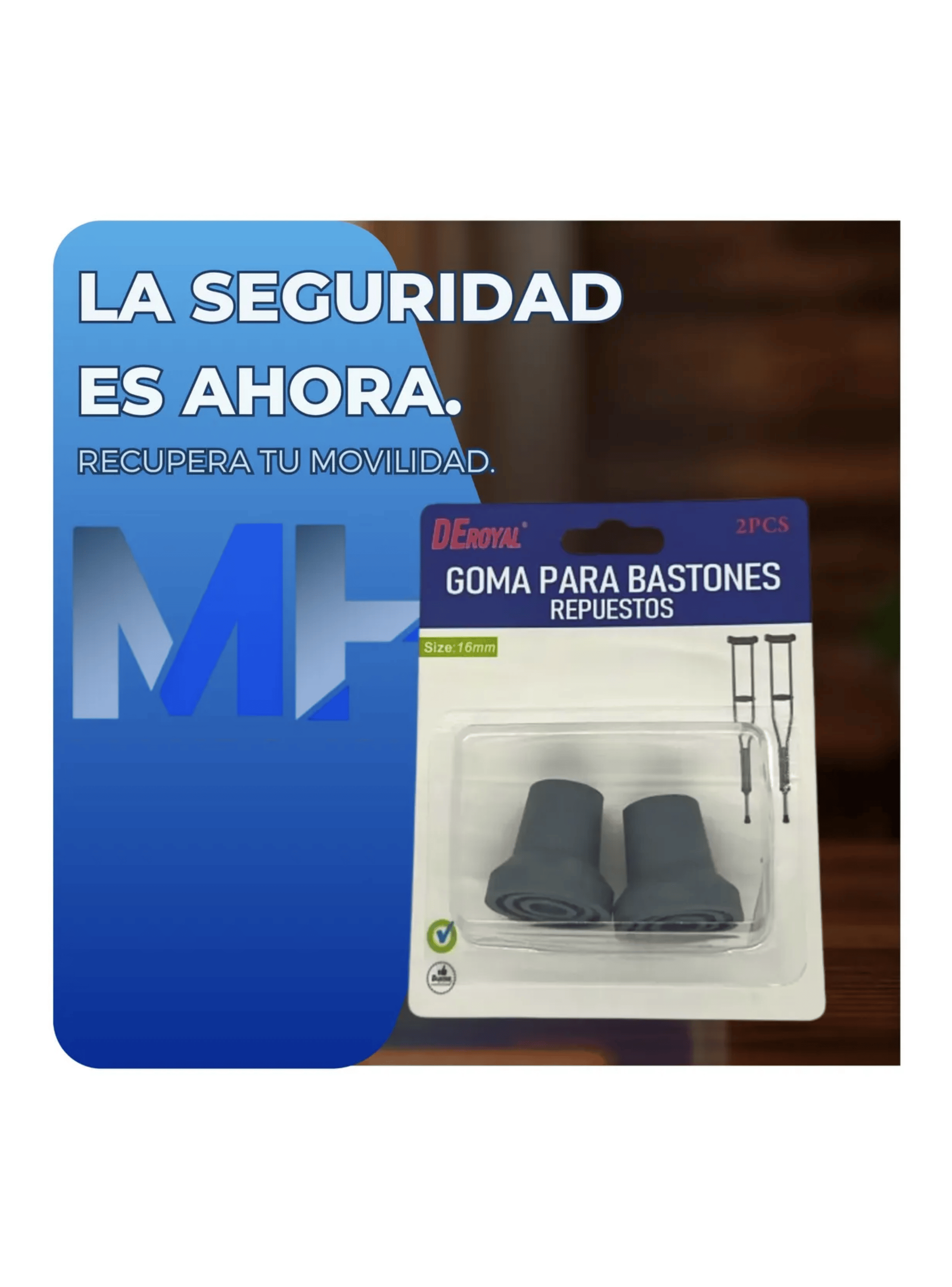 Regatones De Goma Para Muletas Y Baston 16mm Pack 2 Unidades-4