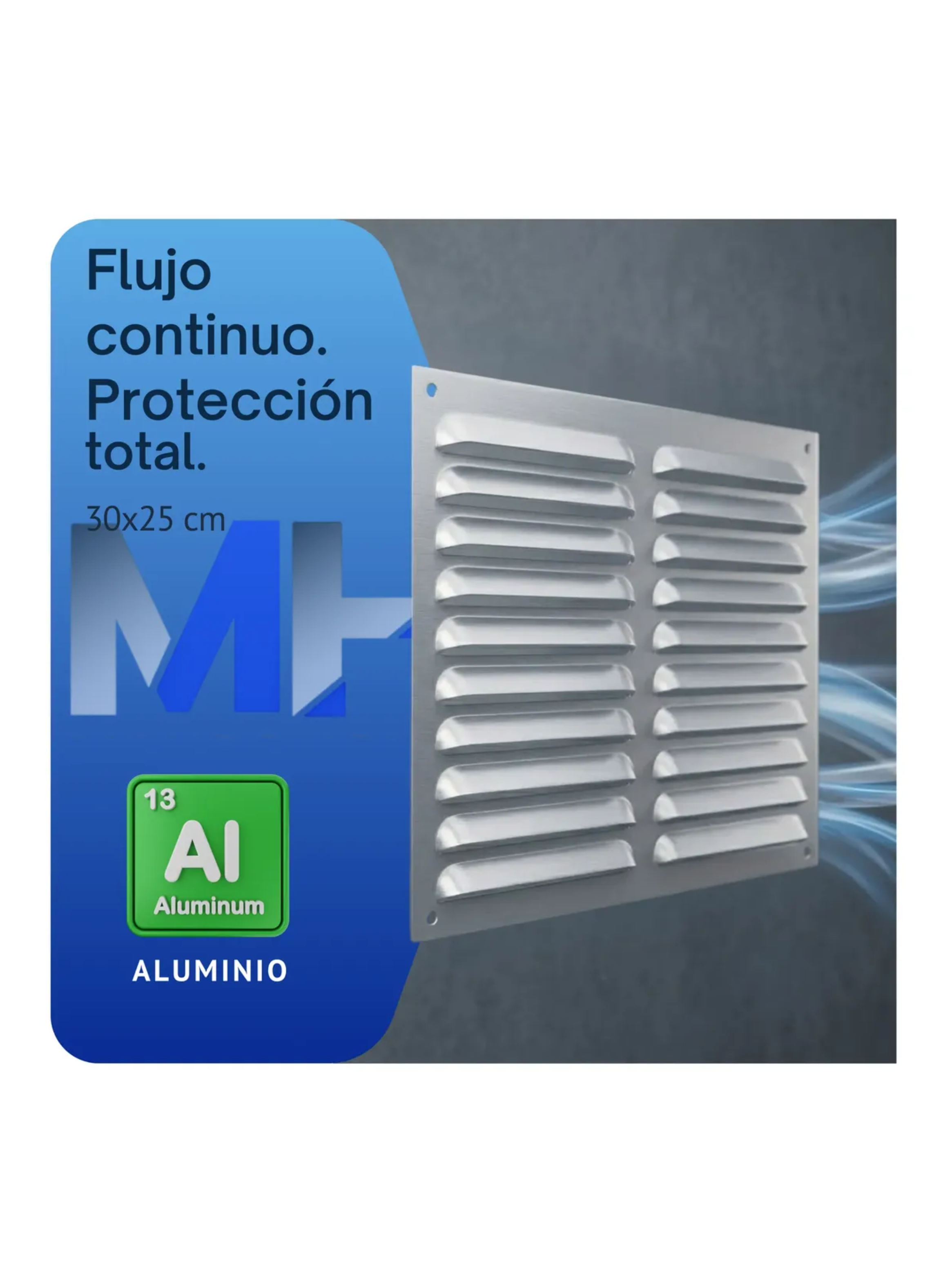 Celosia De Ventilacion Aluminio 30x25 Cm Rejilla Ventilacion Blanco-4