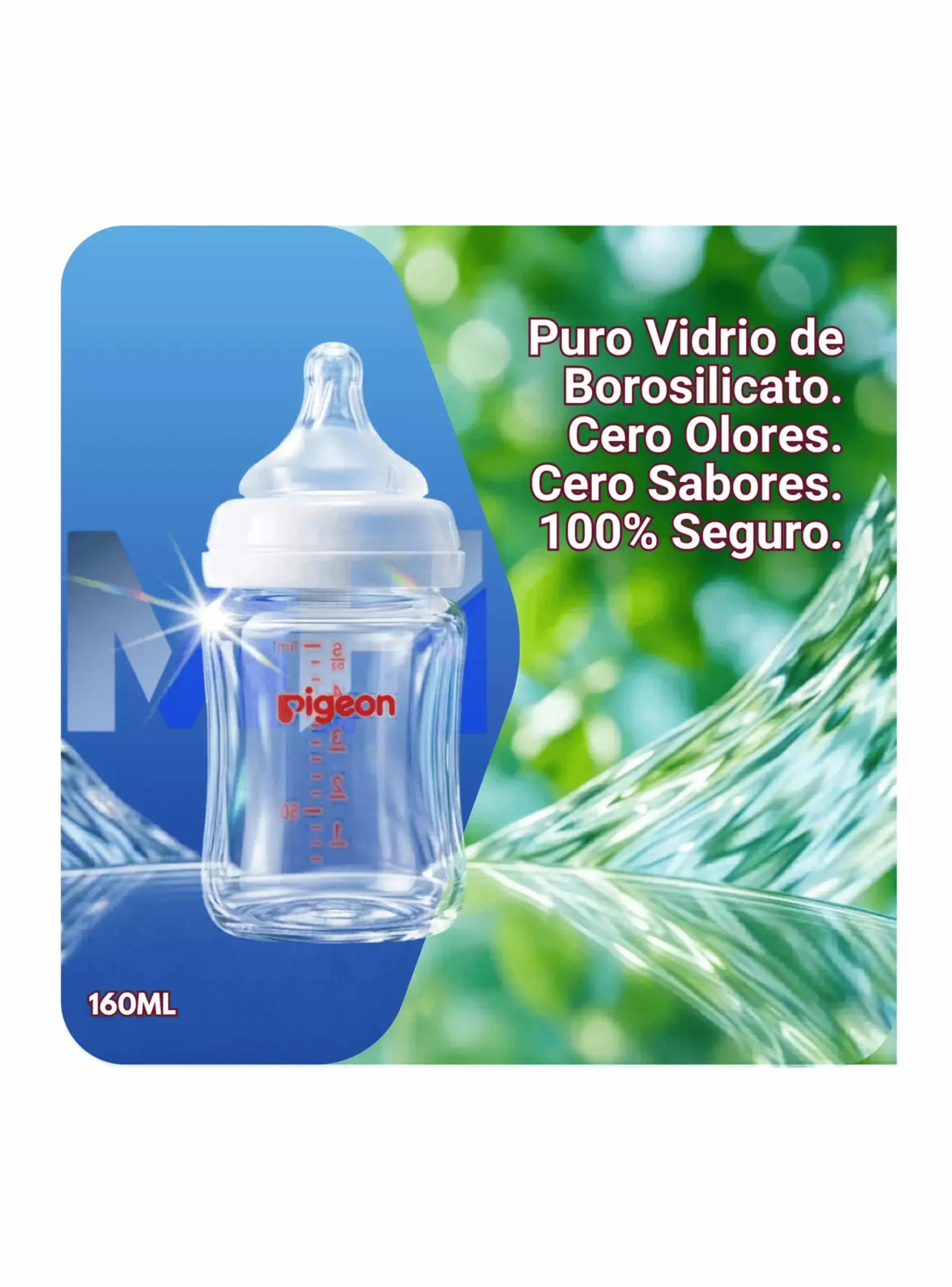 Biberón de Vidrio Pigeon SofTouch 160 ml Anticólicos con Tetina Flujo Lento-2