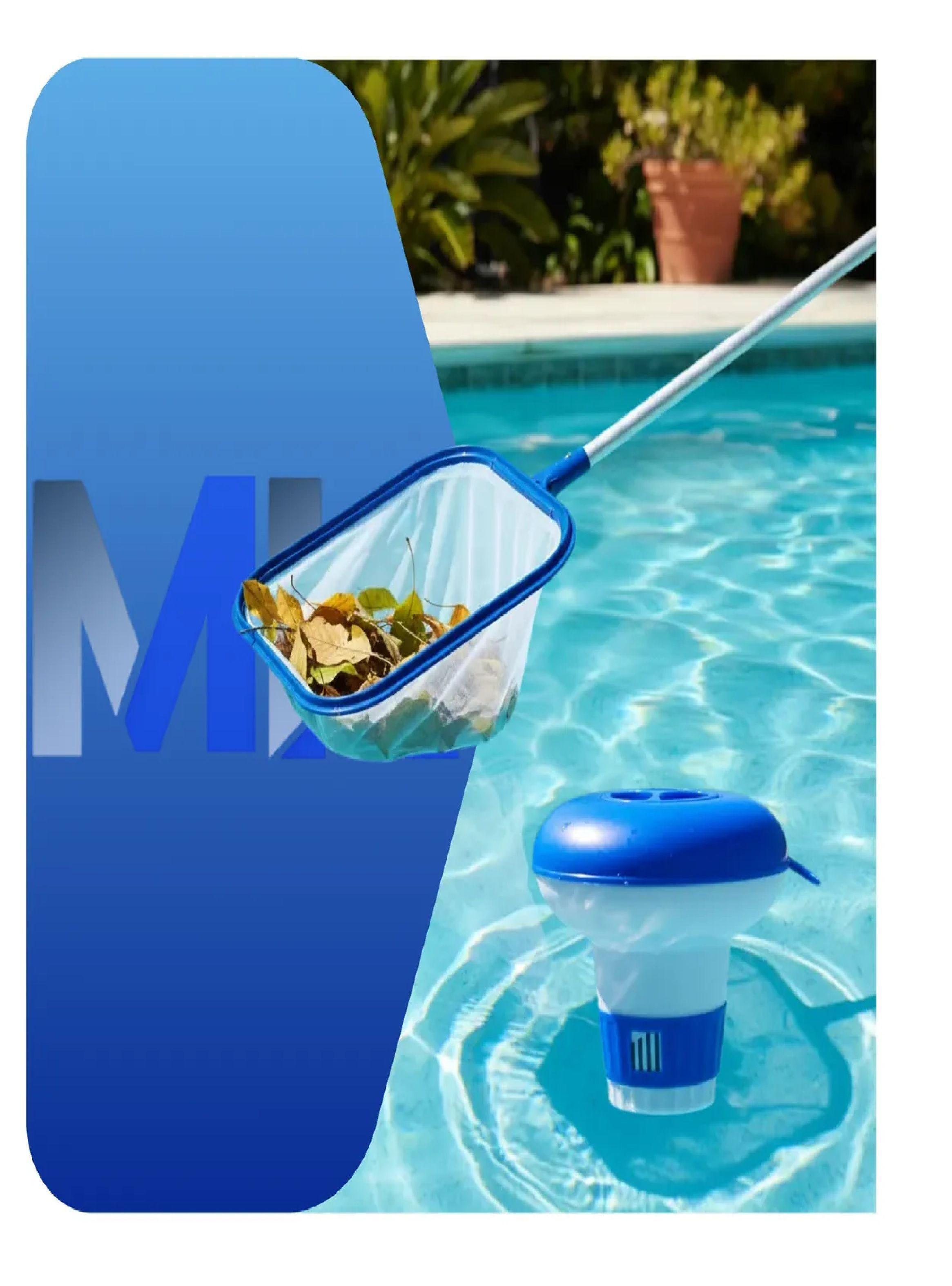 Limpiador Saca Hojas Mango 1.5m + Dispensador Cloro Flotante-3