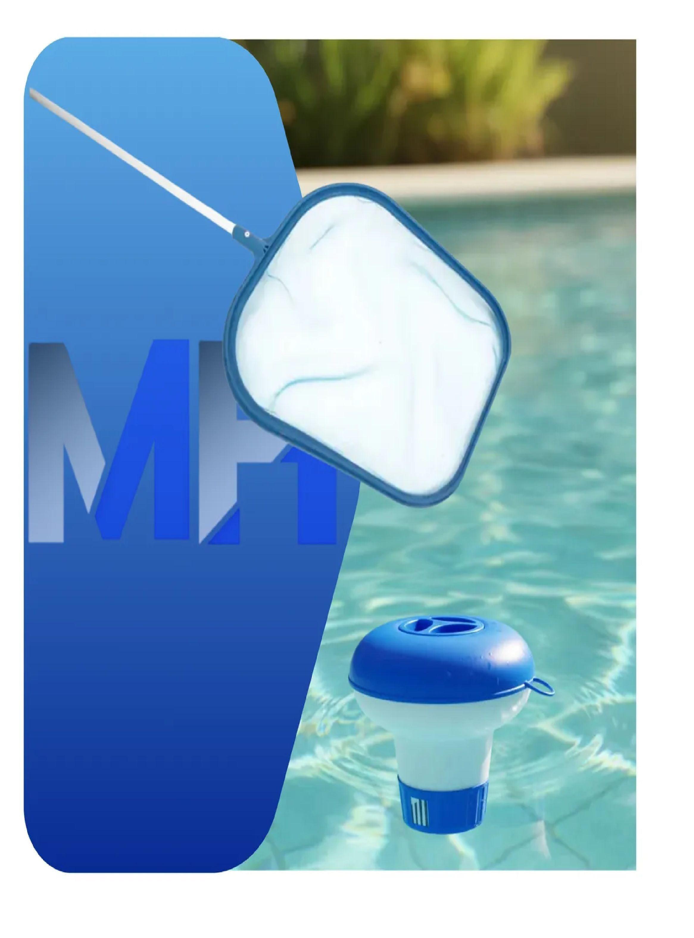 Limpiador Saca Hojas Mango 1.5m + Dispensador Cloro Flotante-4