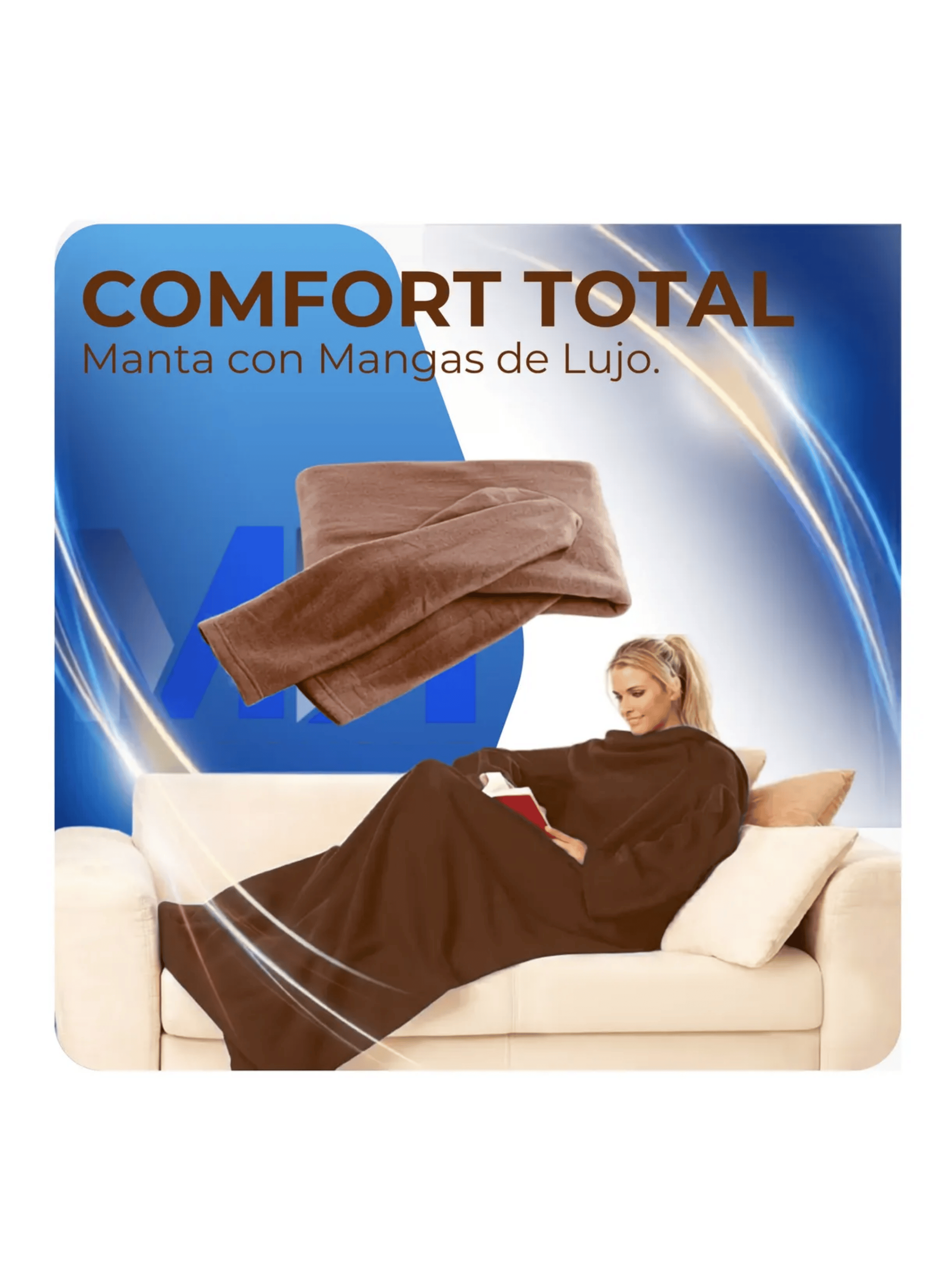 Manta Polar Con Mangas Frazada Vestible Invierno 180x130cm Marron-6