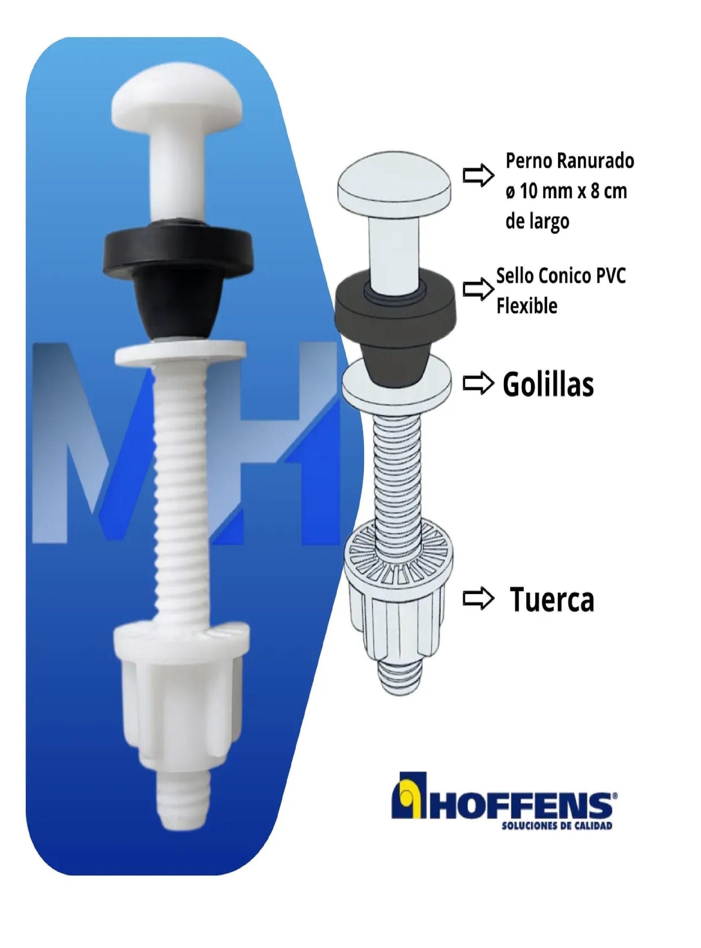 Kit Pernos De Fijacion Plastico Estanque Taza Wc Hoffens X2-4