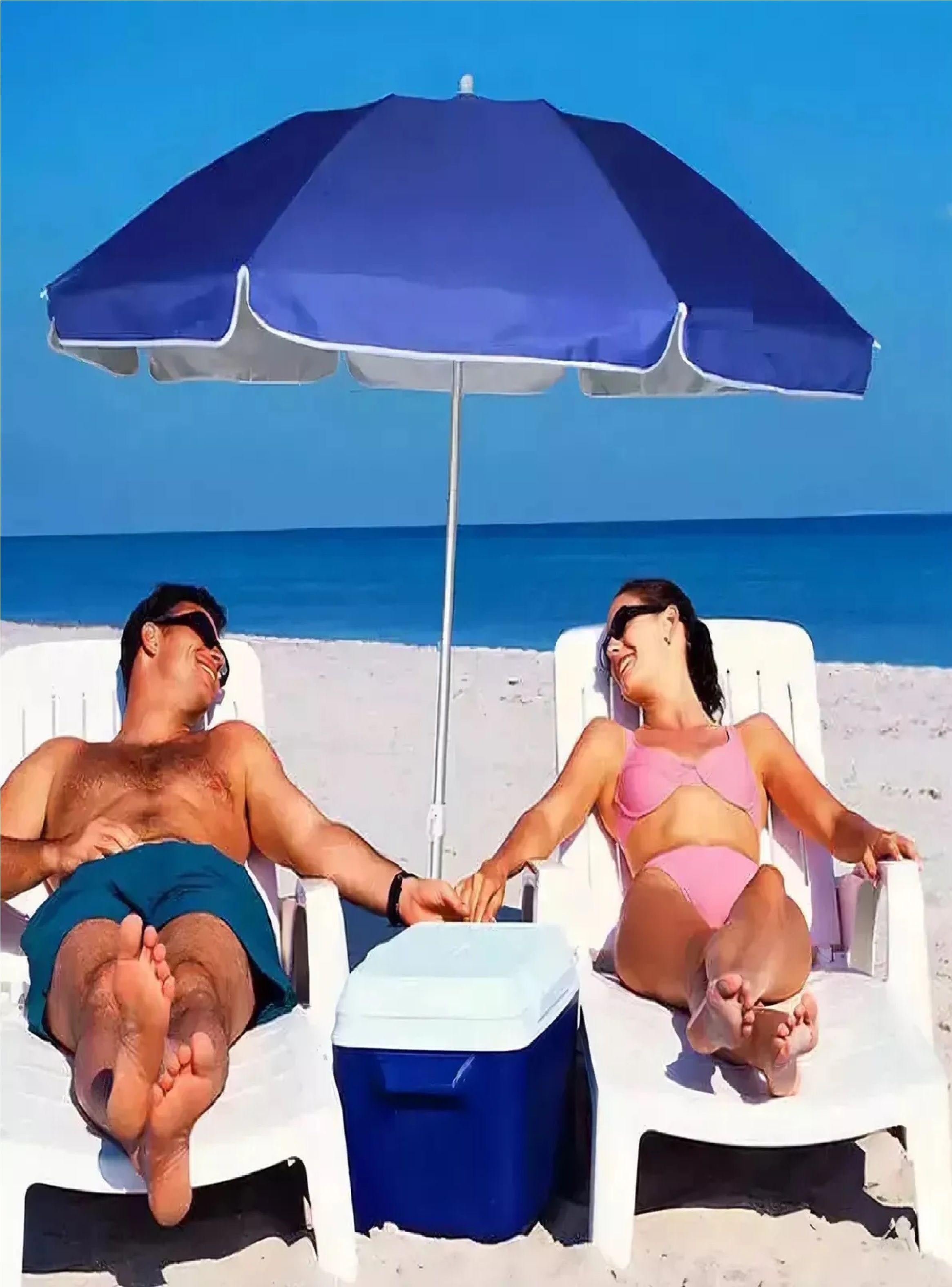 Quitasol Reclinable Uv Klimber Paraguas Azul 180cm-5