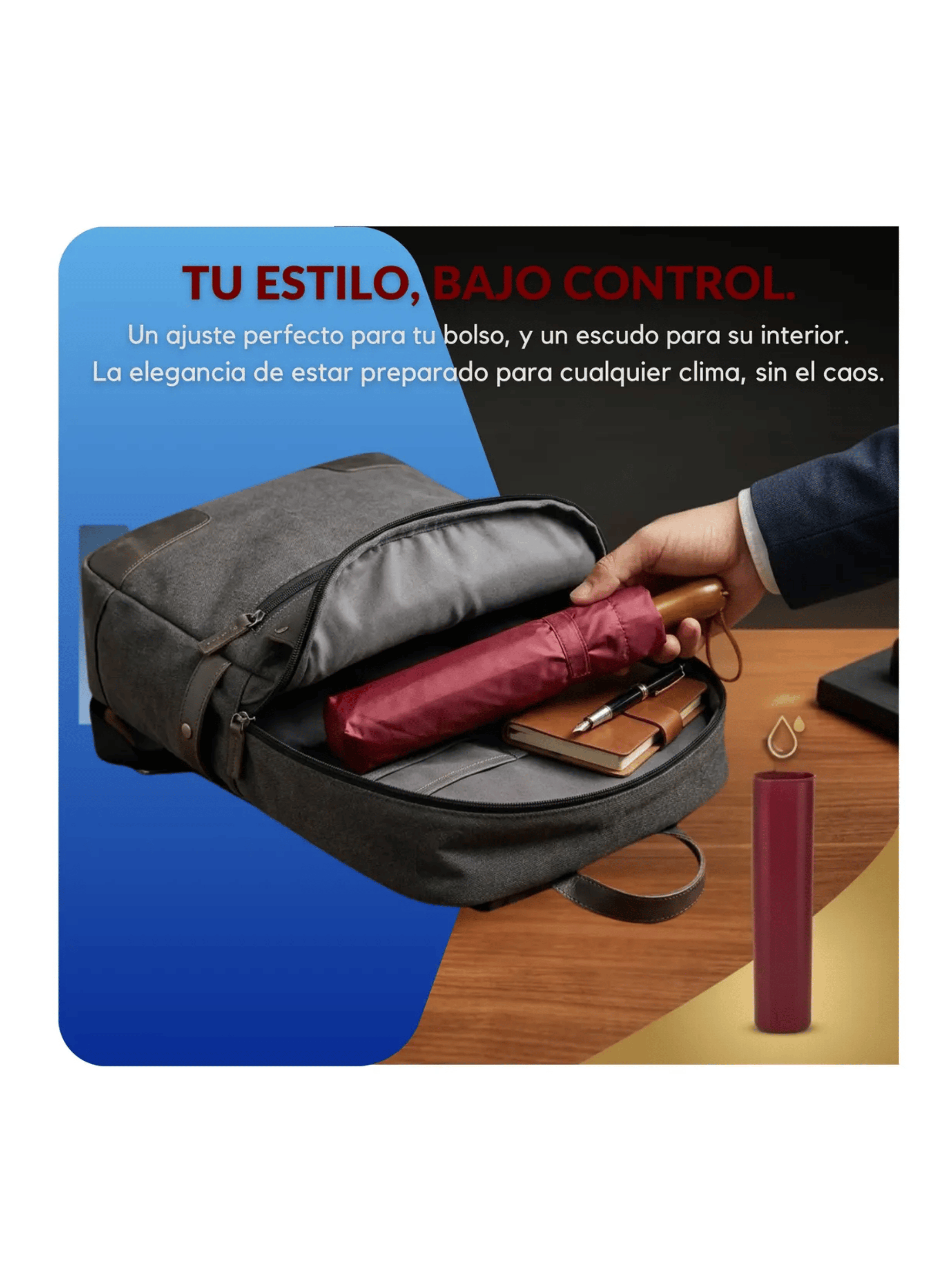 Paraguas Plegable Autom tico 120cm Reforzado Funda Premium Burdeo-3