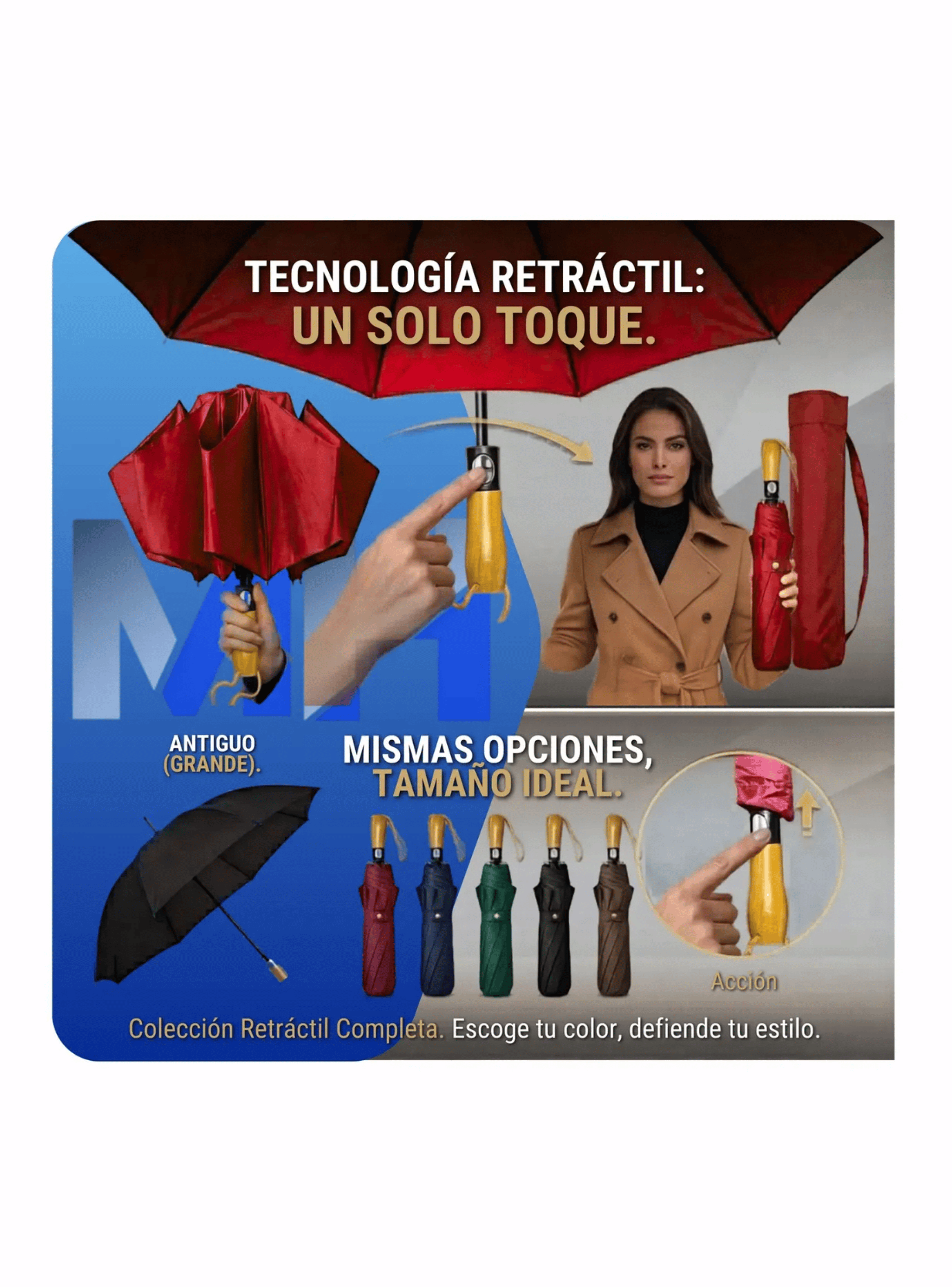 Paraguas Plegable Autom tico 120cm Reforzado Funda Premium Burdeo-4