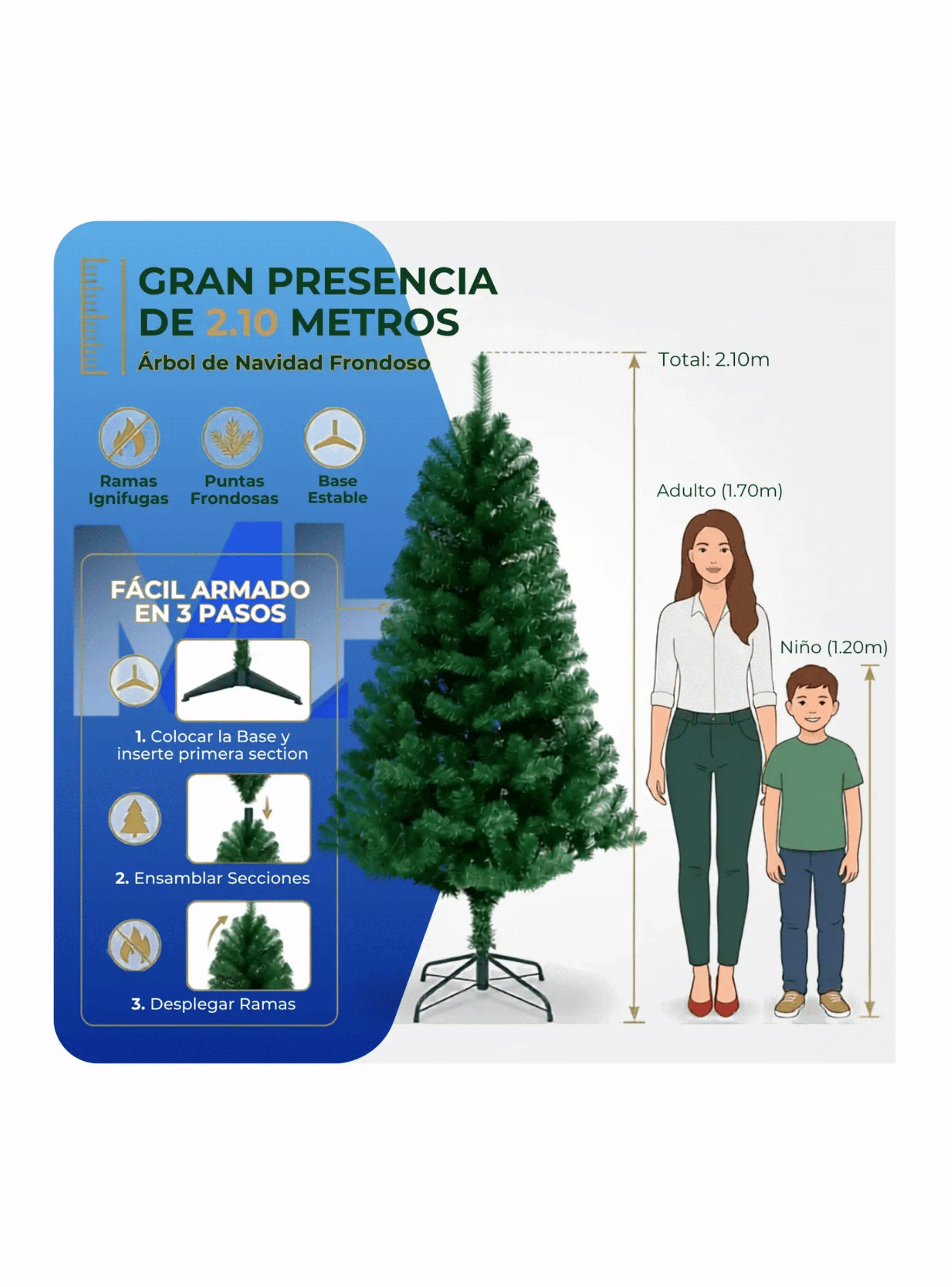 Arbol De Navidad Verde Tradicional 210 Cm Arbolito Navide o-1
