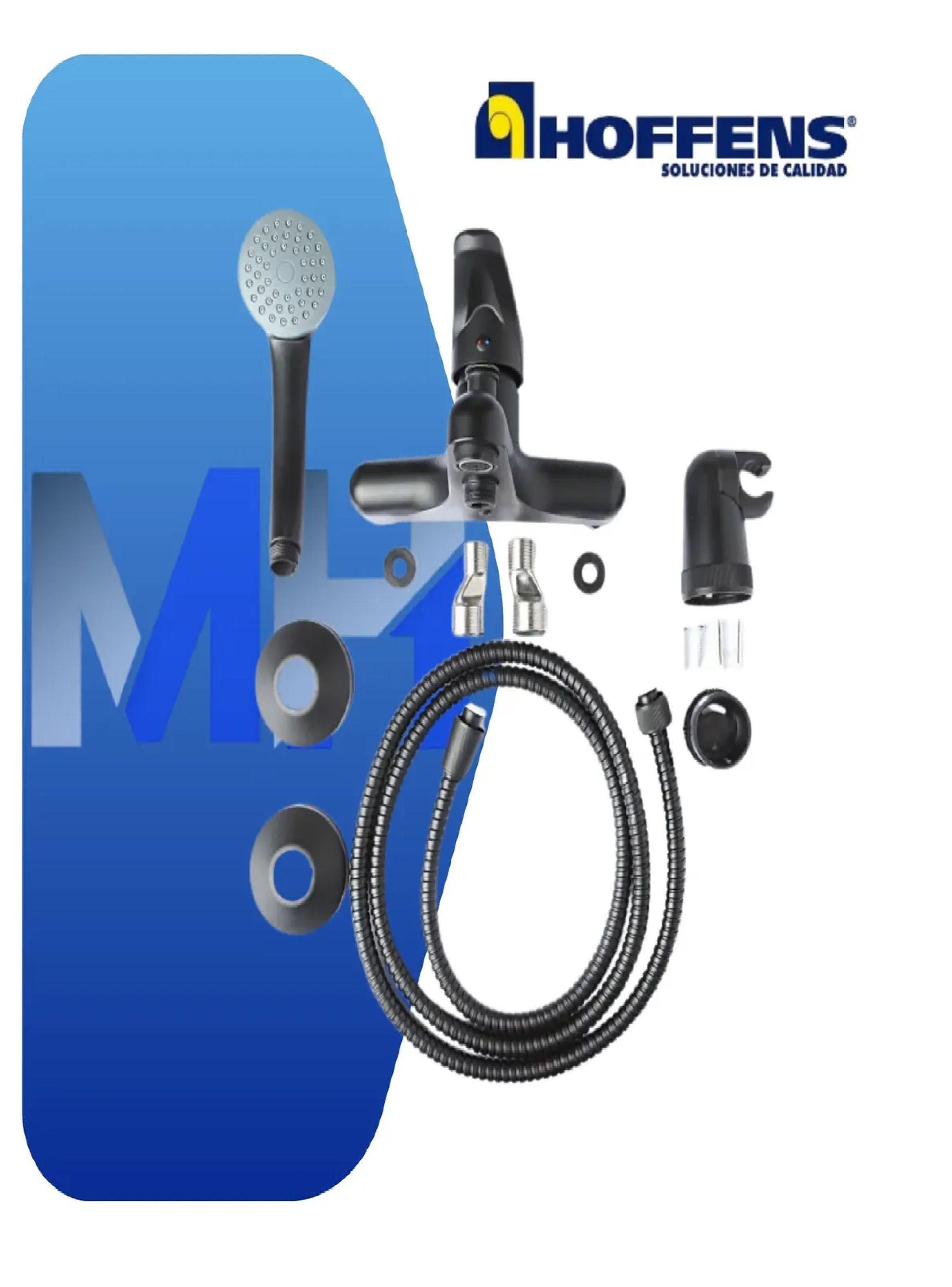 Monomando Tina Ducha Negro Mate Hoffens Allegra+kit Completo-2