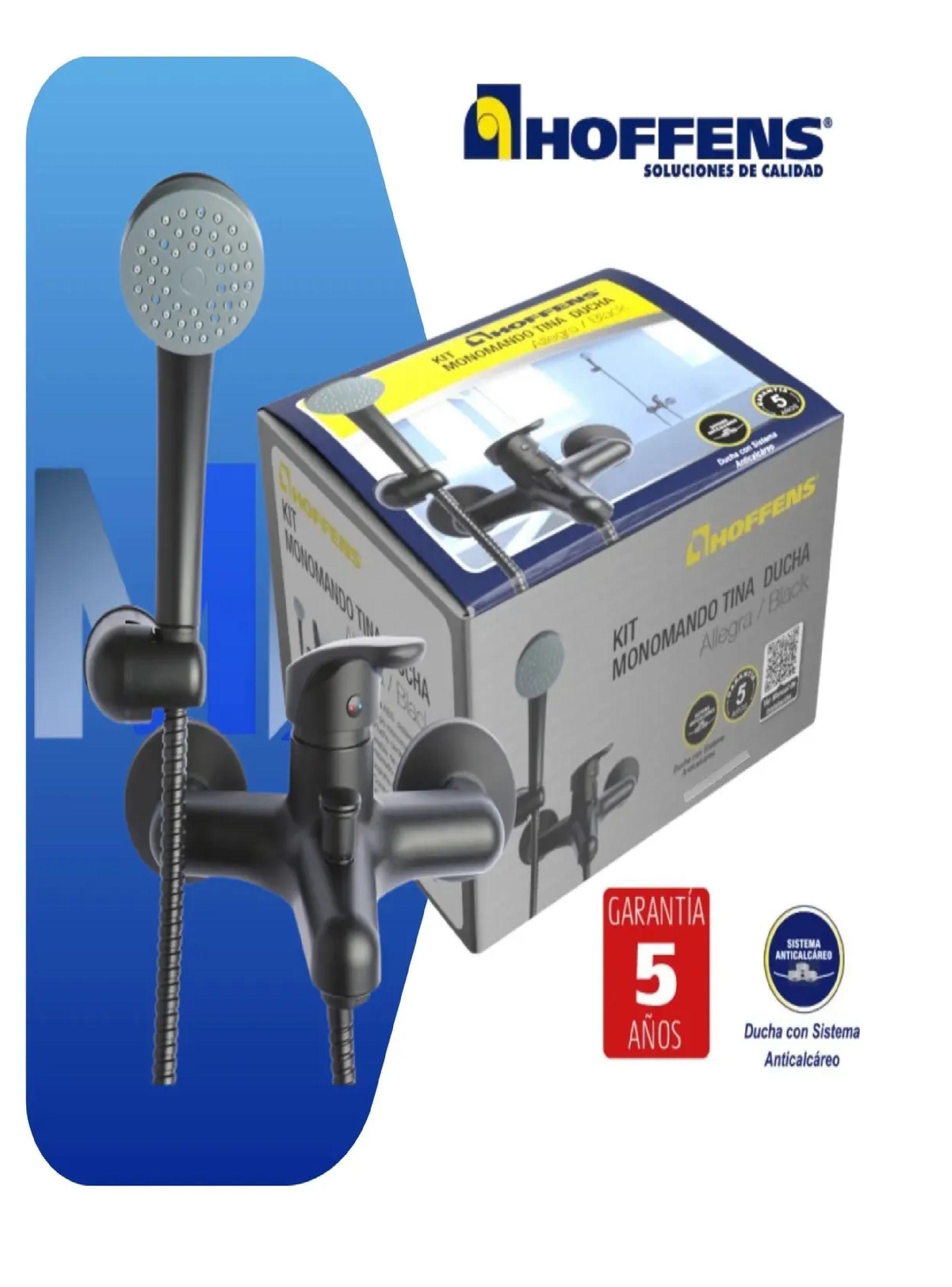 Monomando Tina Ducha Negro Mate Hoffens Allegra+kit Completo-4