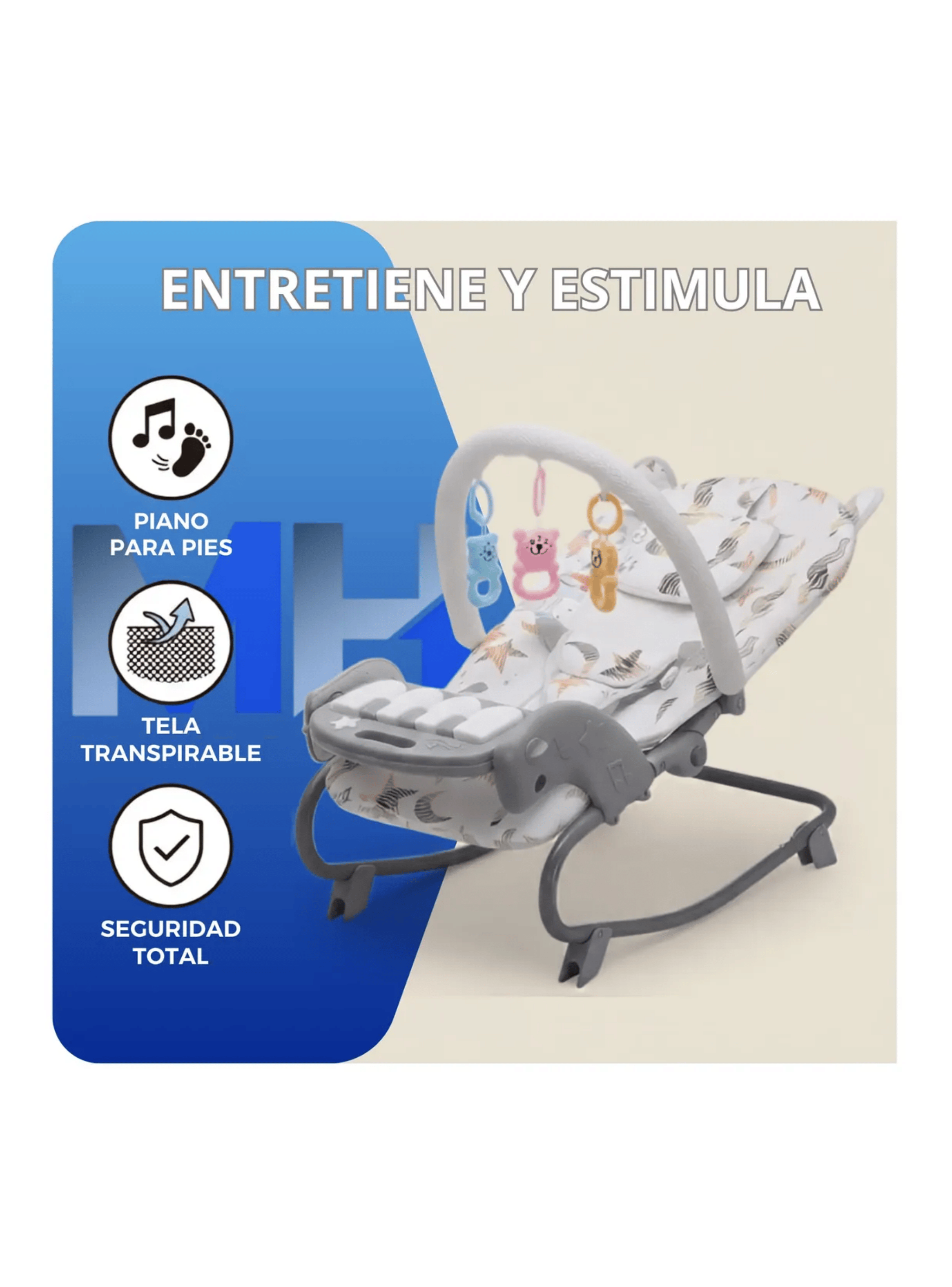 Silla Mecedora Para Beb 3 En 1 Con Piano Musical Y Juguetes-2