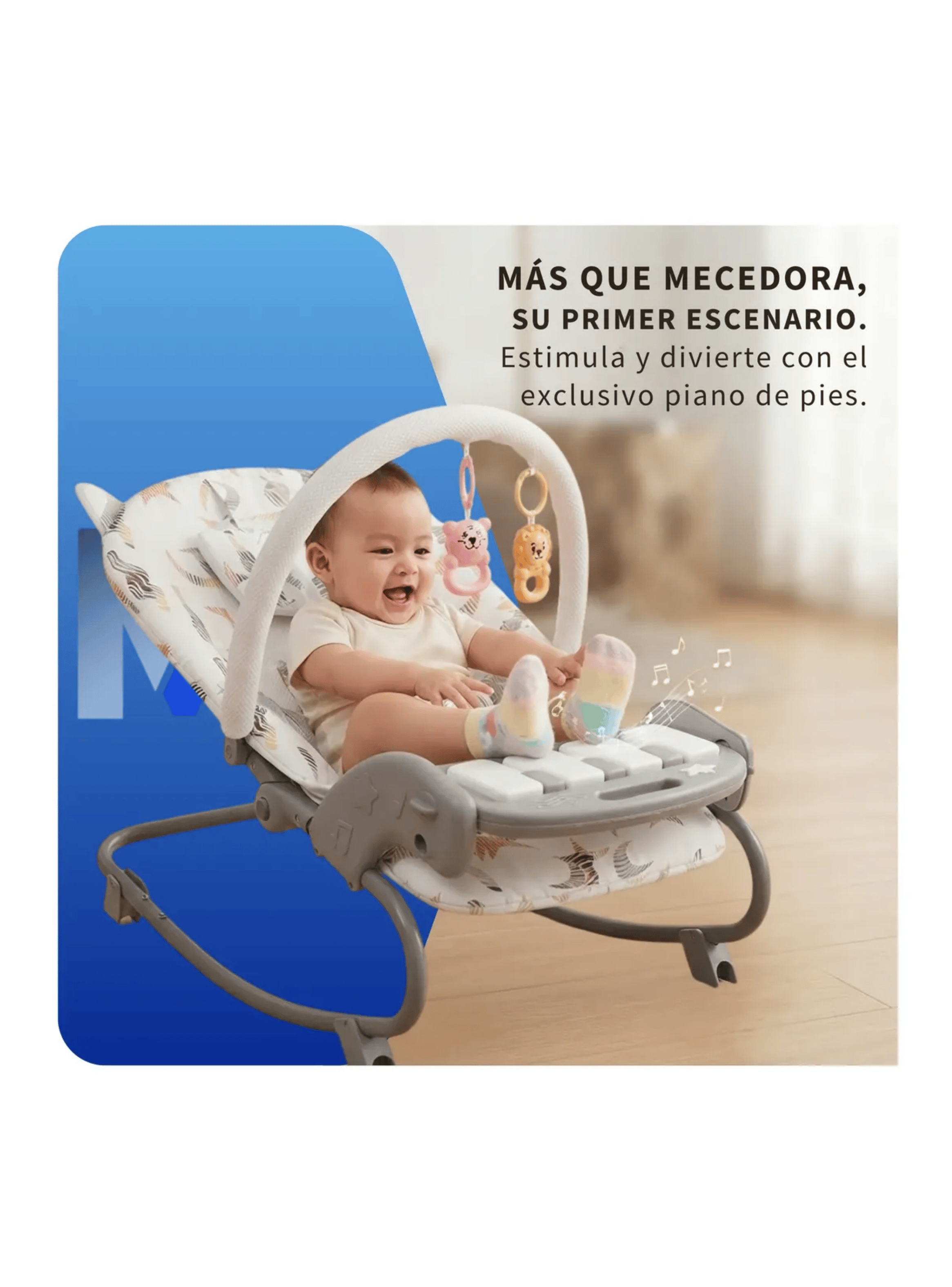 Silla Mecedora Para Beb 3 En 1 Con Piano Musical Y Juguetes-7