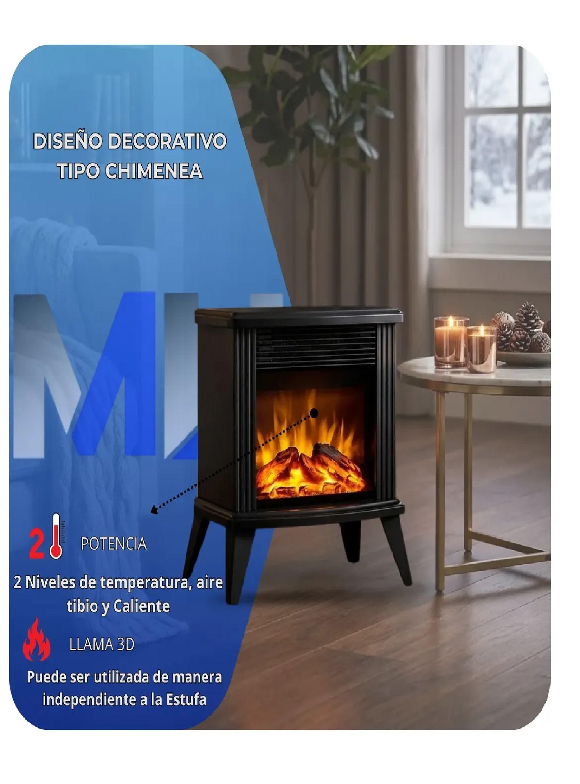 Estufa Chimenea Electrica Nex 1600w Efecto Llama Realista-1