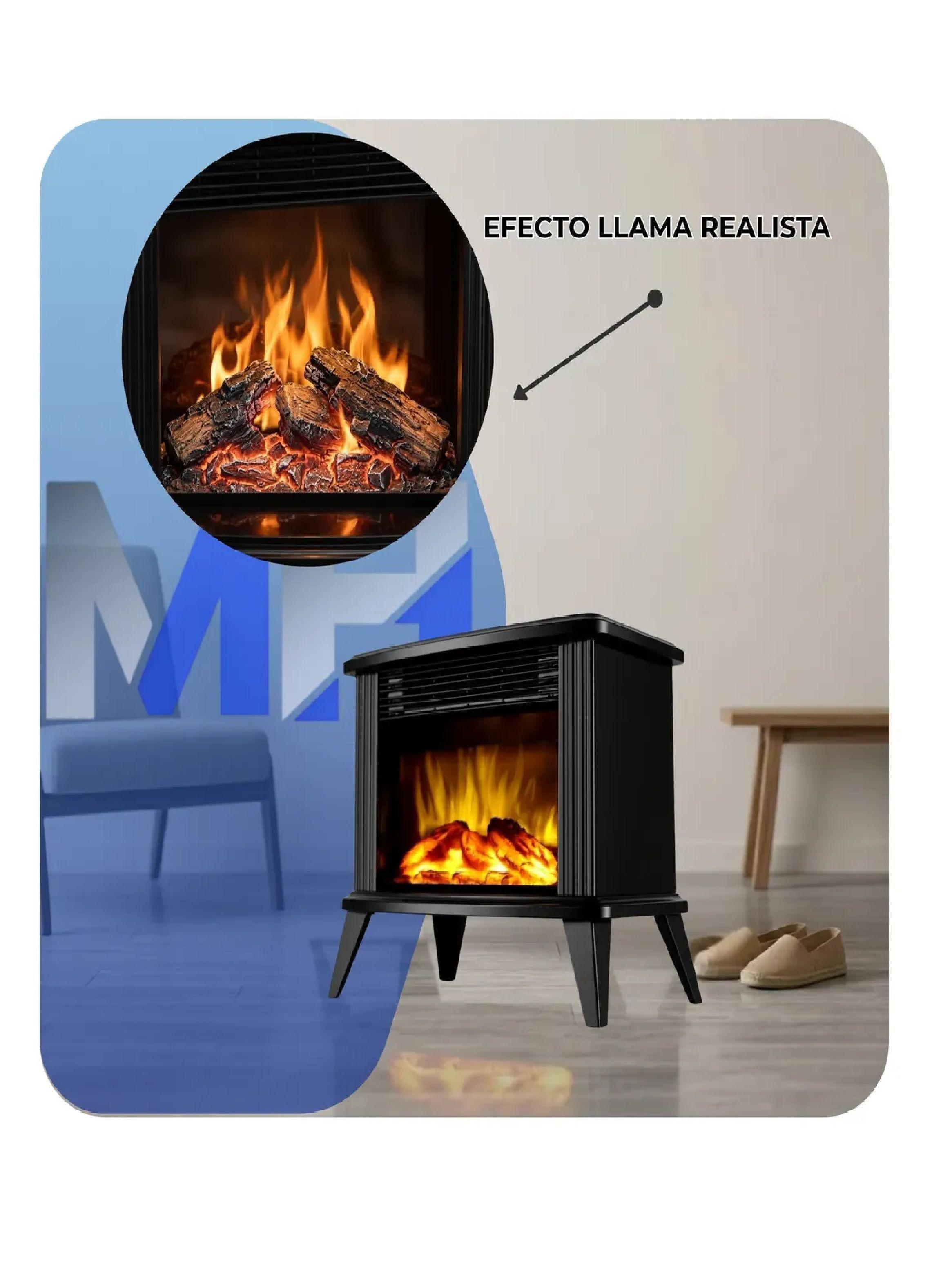 Estufa Chimenea Electrica Nex 1600w Efecto Llama Realista-2