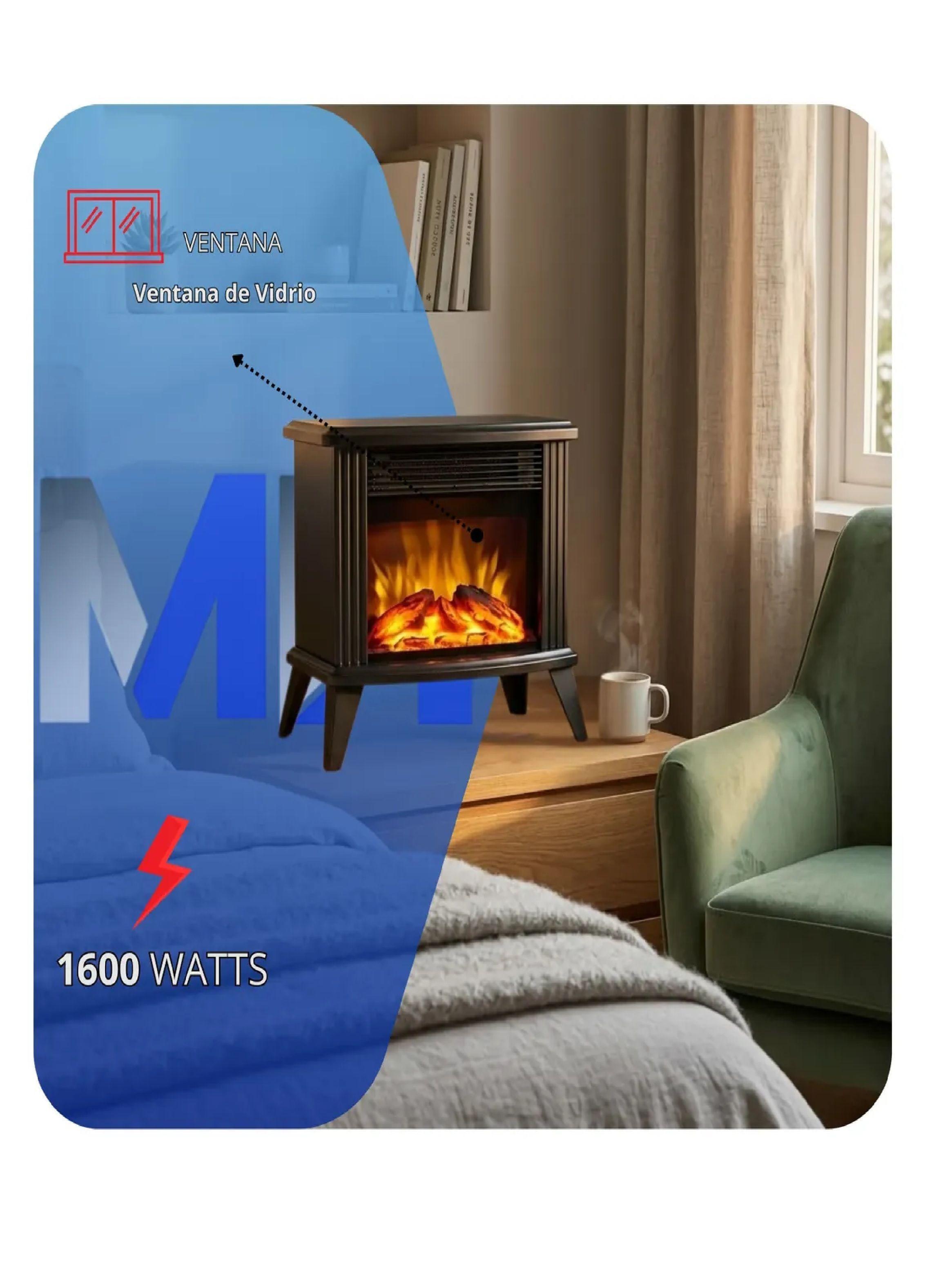 Estufa Chimenea Electrica Nex 1600w Efecto Llama Realista-3