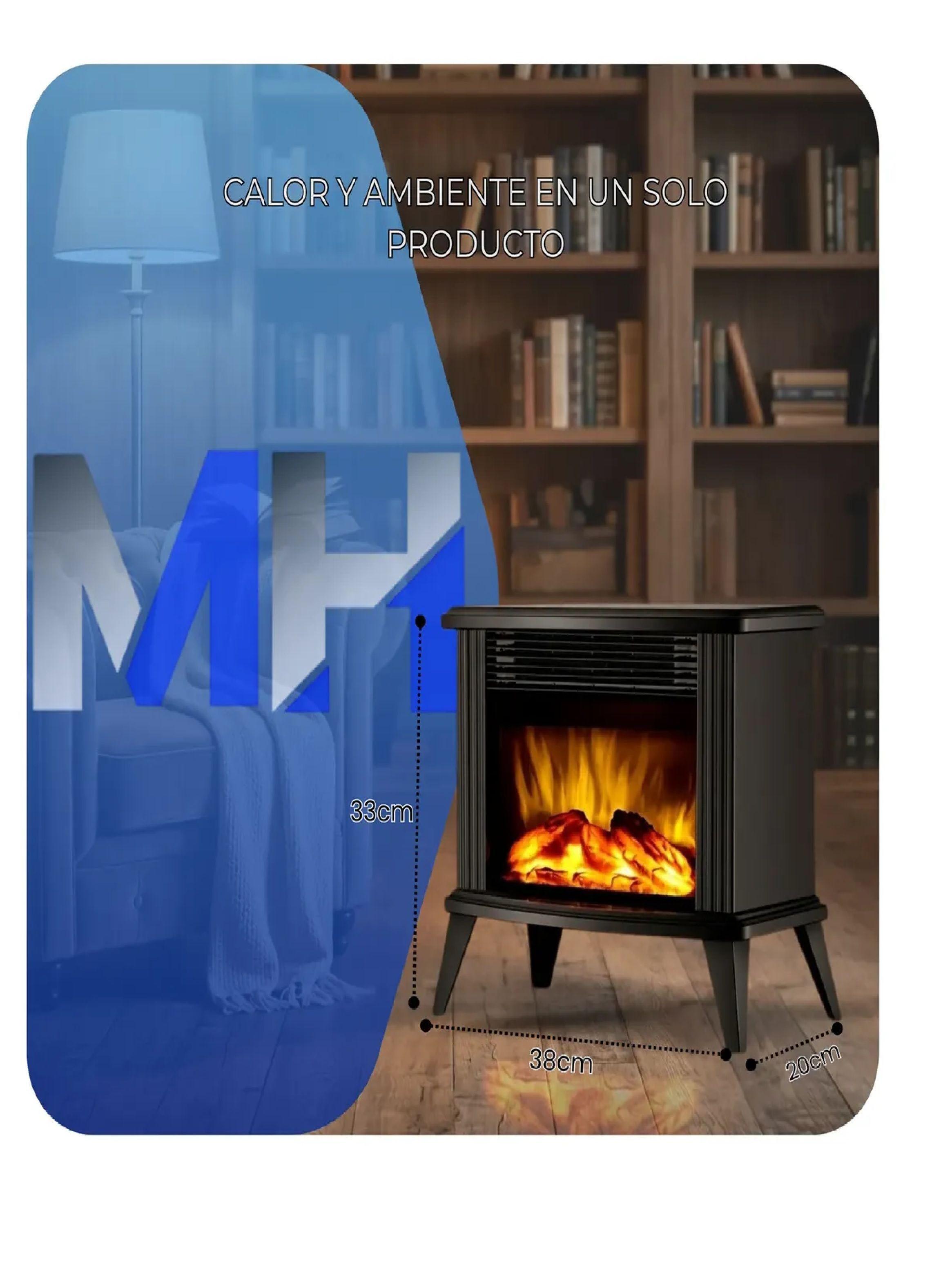 Estufa Chimenea Electrica Nex 1600w Efecto Llama Realista-4