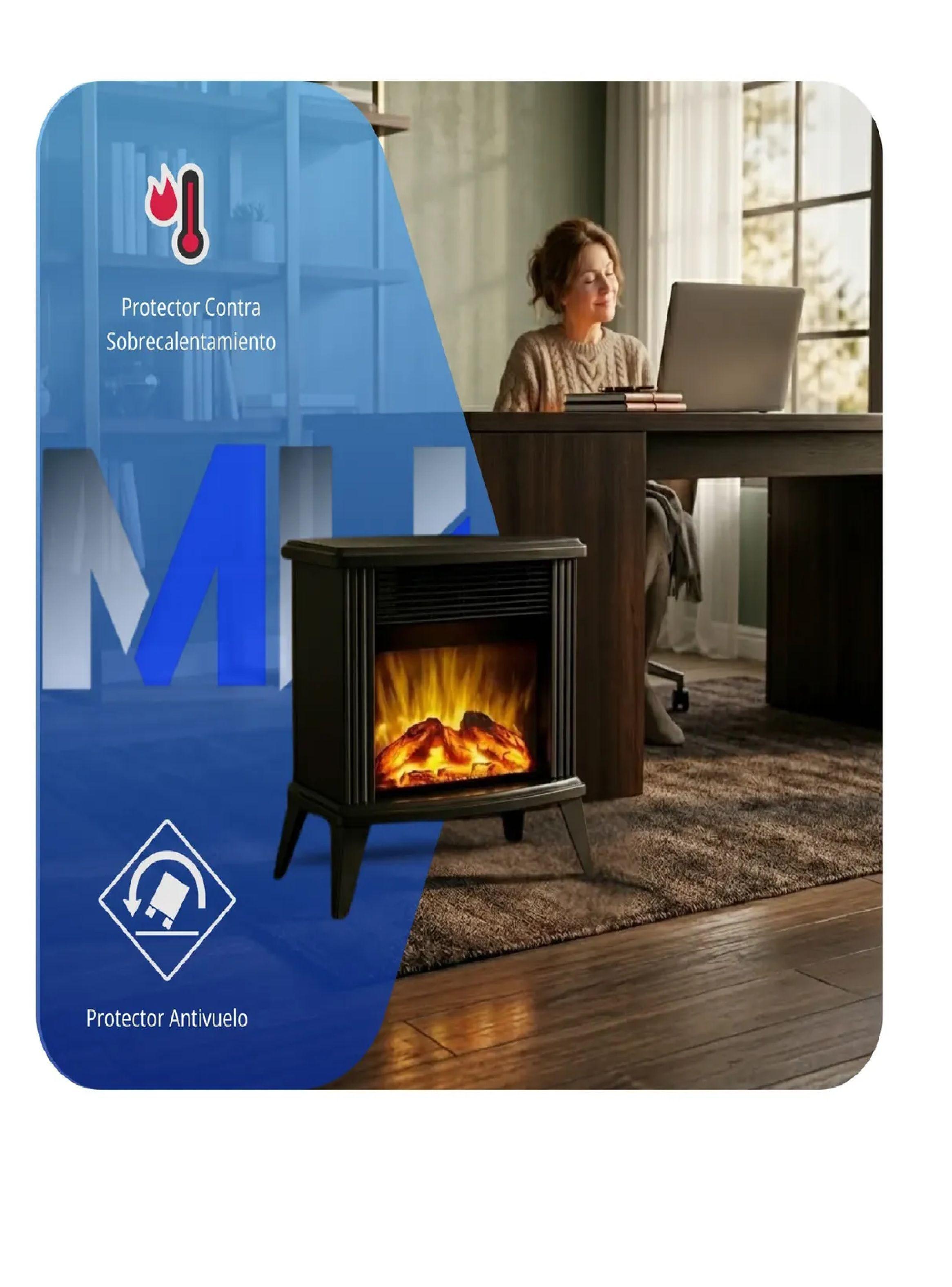 Estufa Chimenea Electrica Nex 1600w Efecto Llama Realista-5