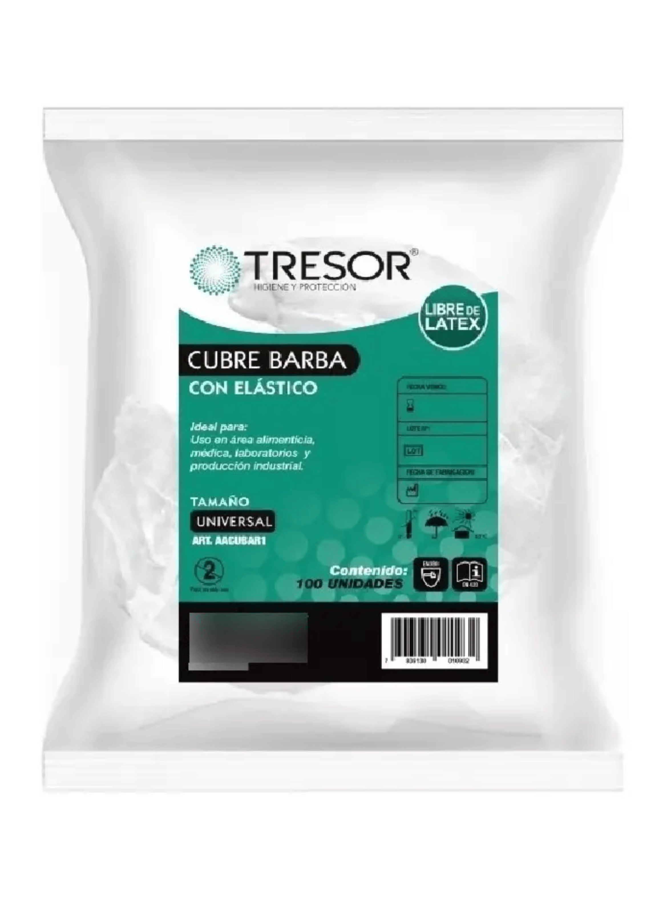 Cubre Barba Desechable Con Elastico 100uni Tresor Blanco-4