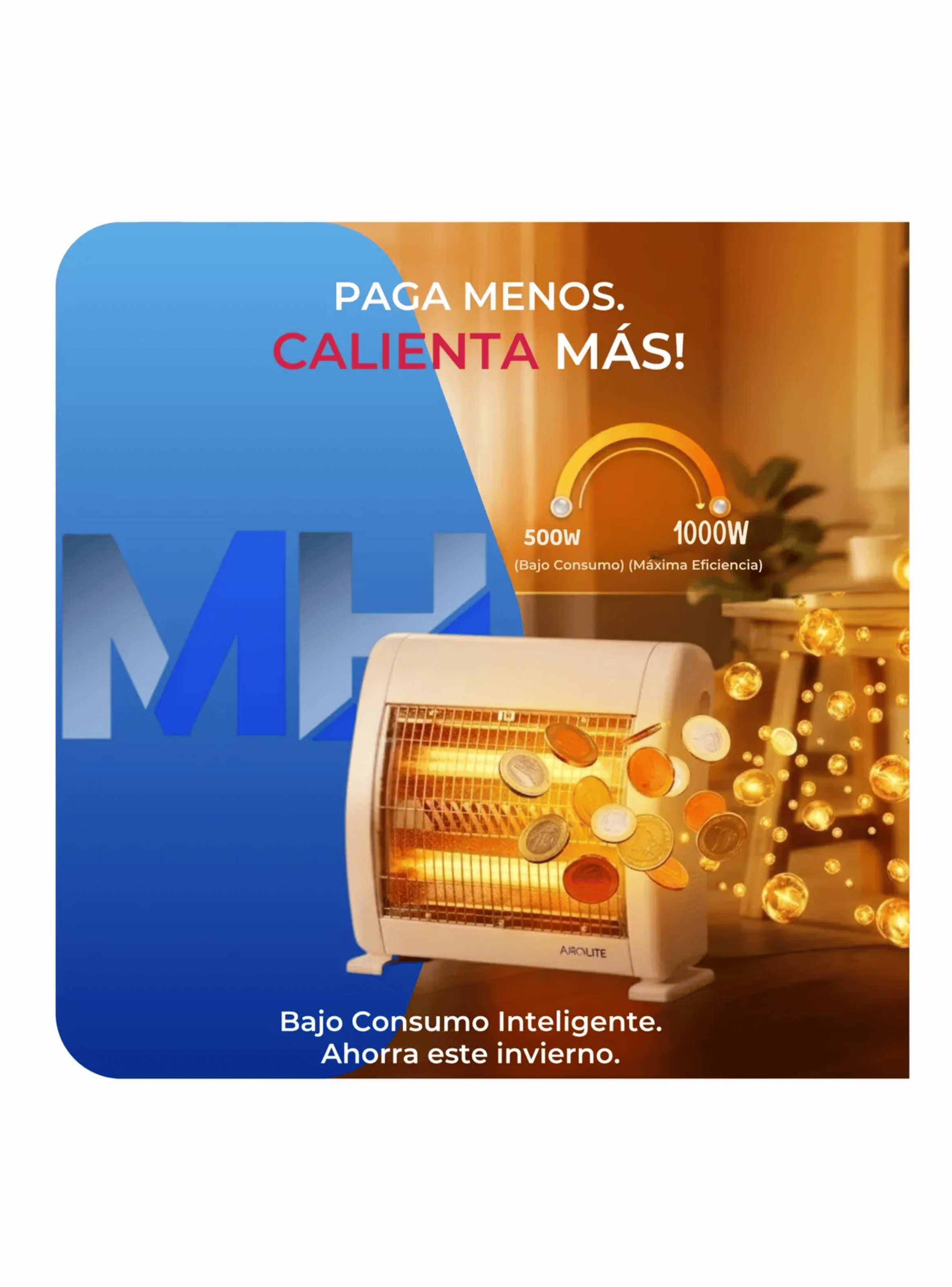 Pack 2 Calefactores Halogenos Airolite Ha 10t Estufa 1000w-5