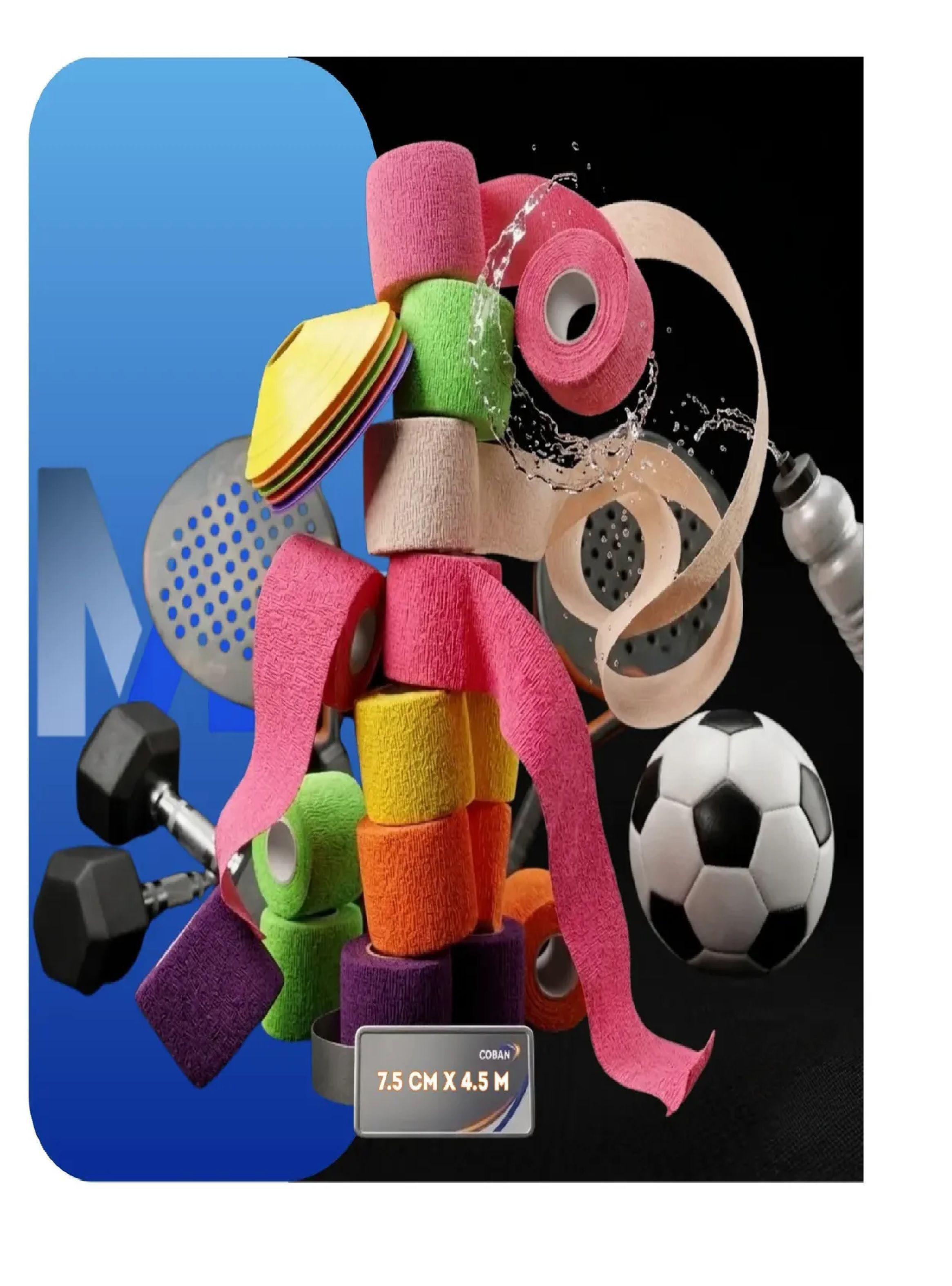 Pack X12 Cinta Para Vendaje Venda Coban Deporte 7,5cm X4,5m Neon-4