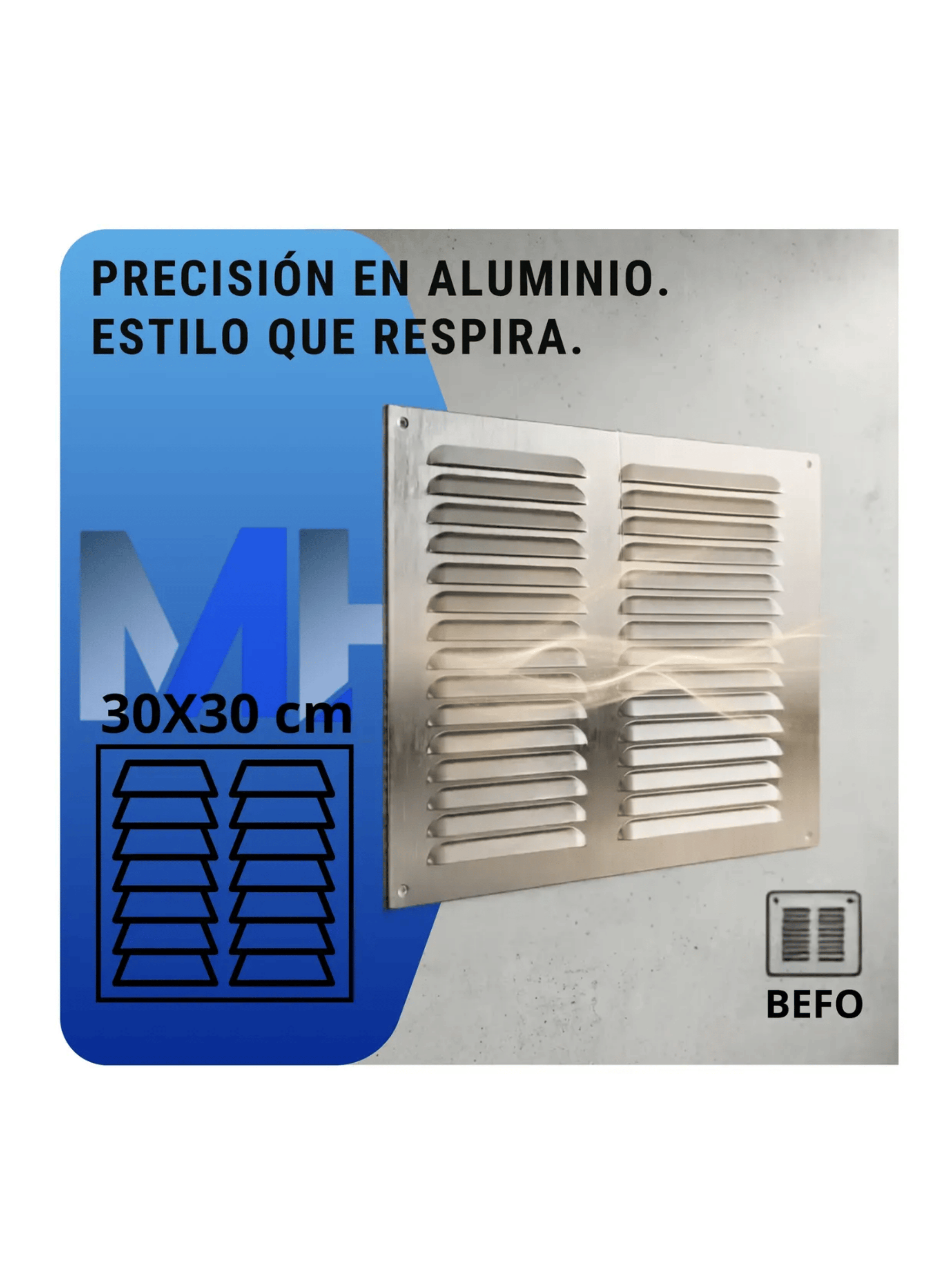 Celosia De Ventilacion Aluminio 30x30 Cm Blanca Rejilla-3