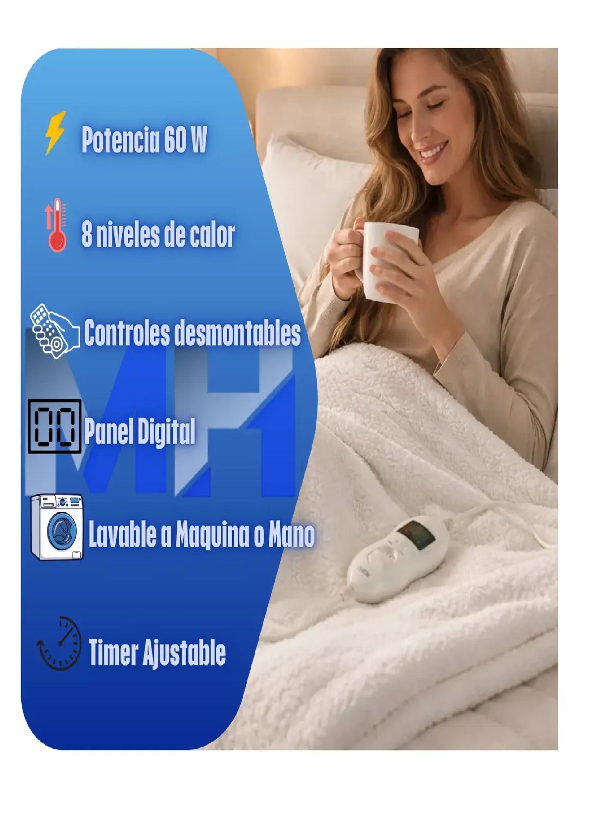 Calientacama Nex Premium 1 Plaza 80x150cm 8 Niveles Calor-1