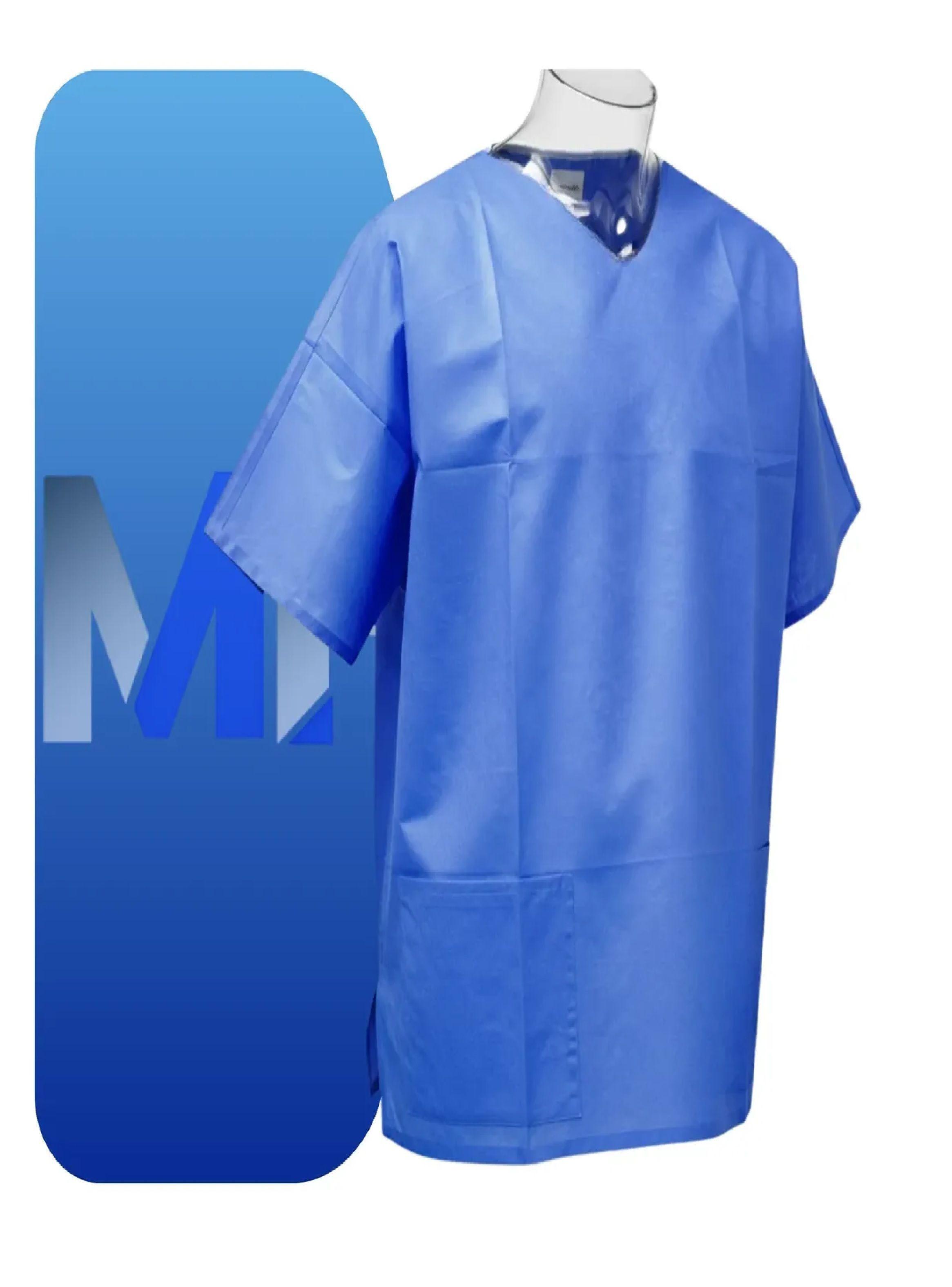 Camisa Clinica Desechable Tela Sms Azul Cranberry Pack X10-4