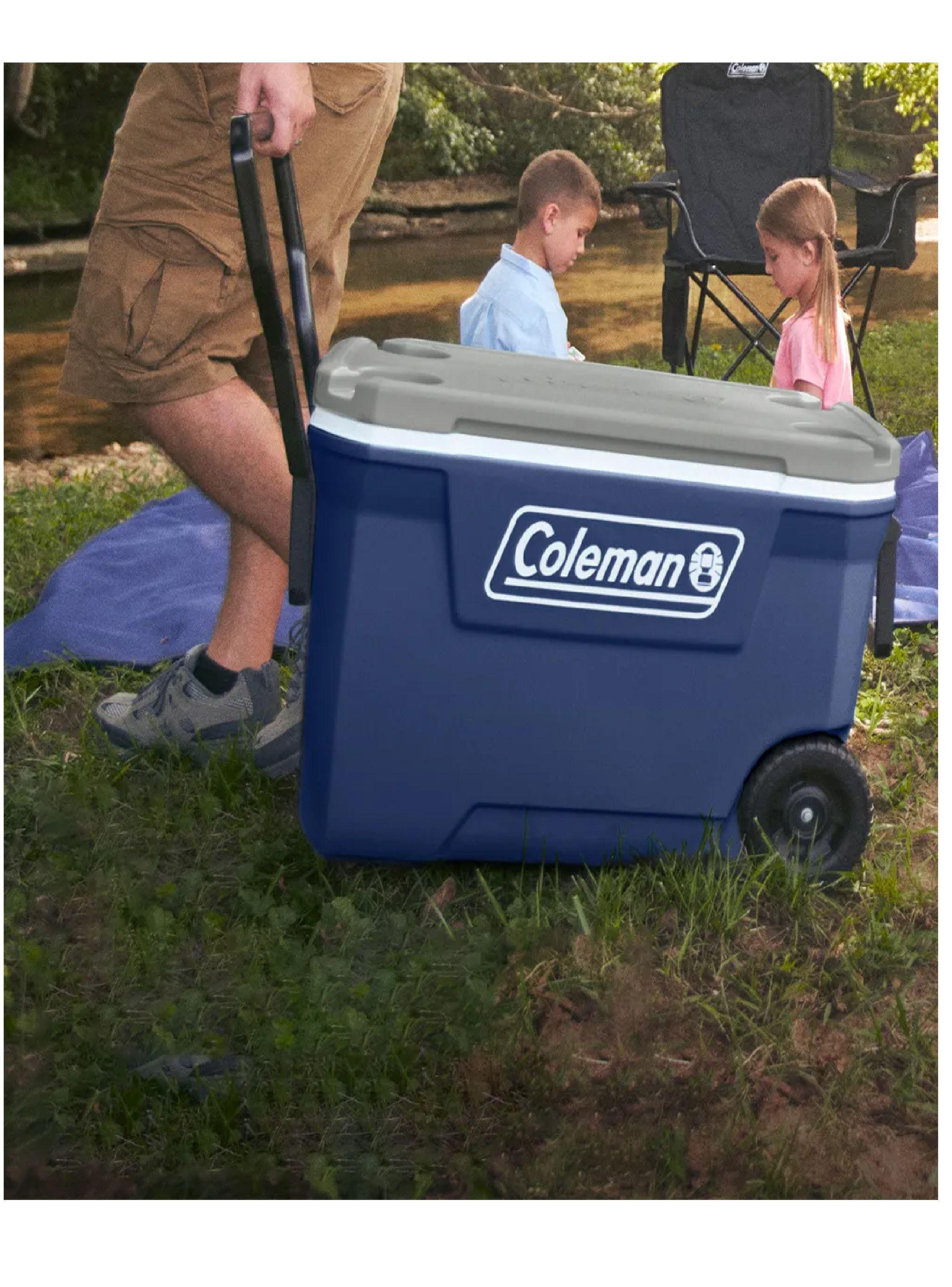 Cooler Hielera 62 Qt/58 Lts Con Ruedas Azul Gris Coleman-2