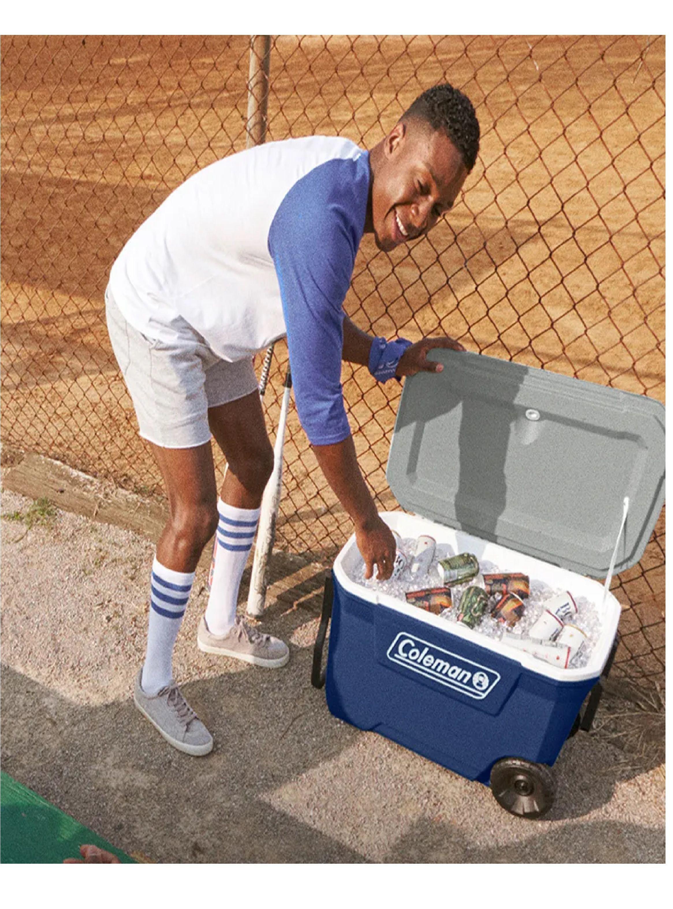 Cooler Hielera 62 Qt/58 Lts Con Ruedas Azul Gris Coleman-4